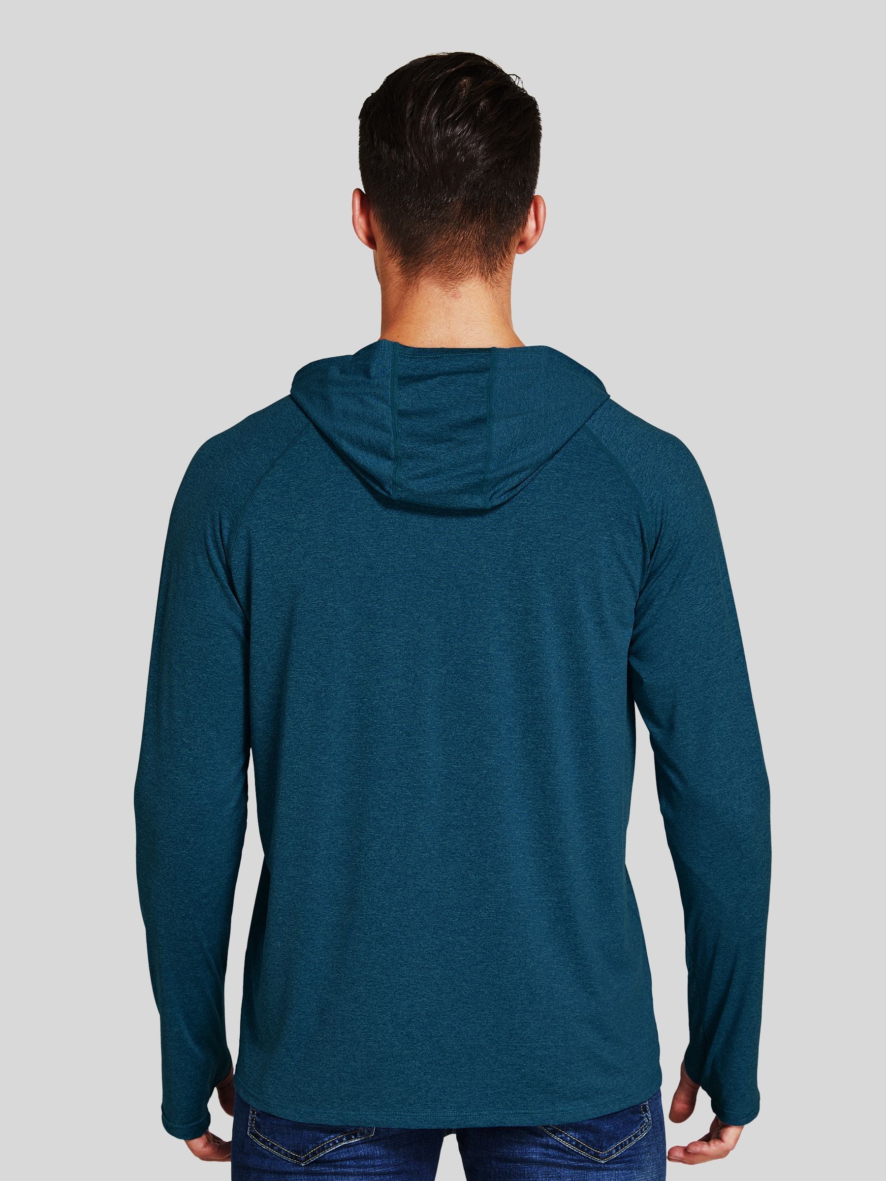 Willit Men's Sun Protection Long Sleeve Hooded Shirts in navy