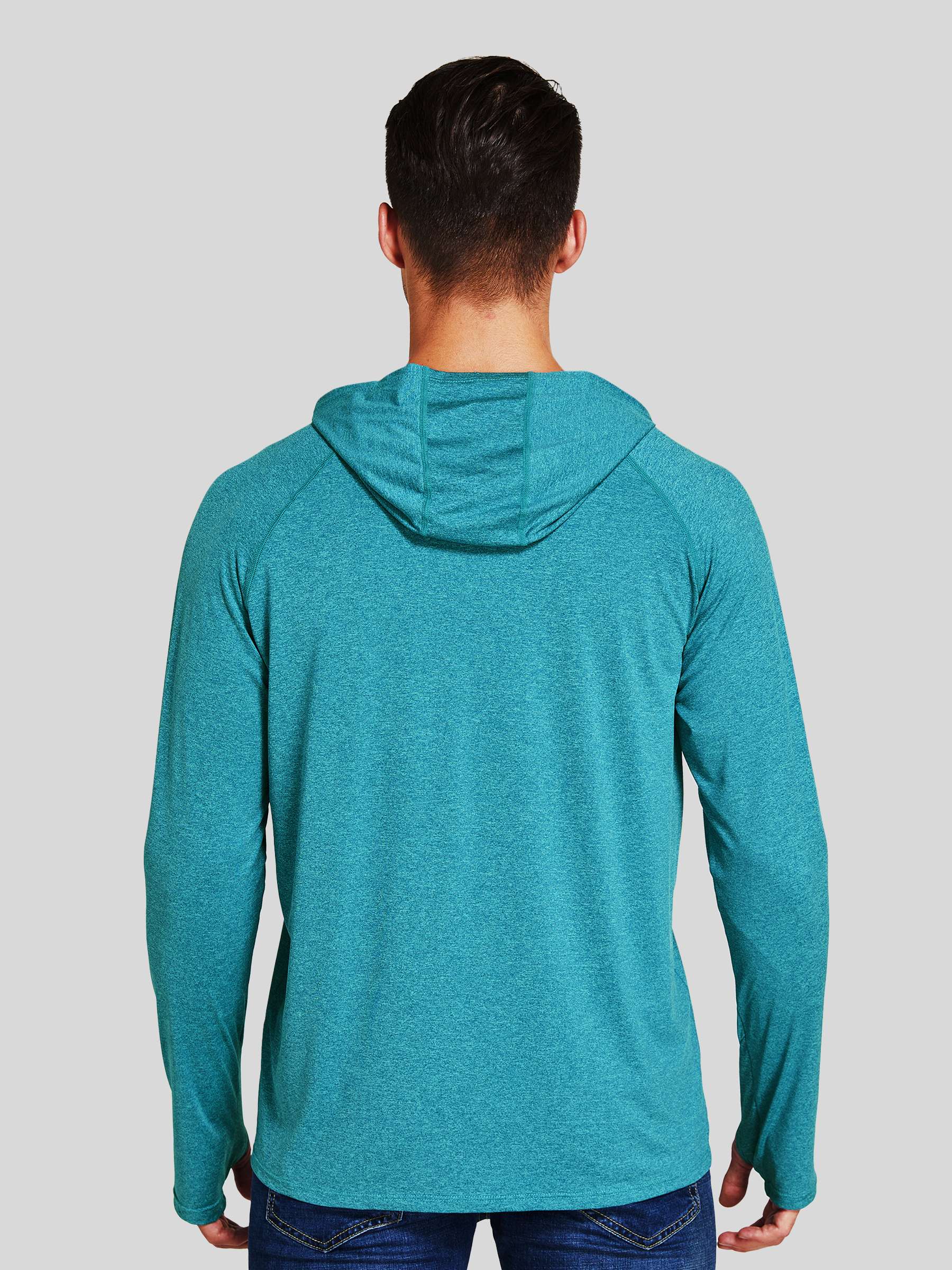 Willit Men's Sun Protection Long Sleeve Hooded Shirts in teal