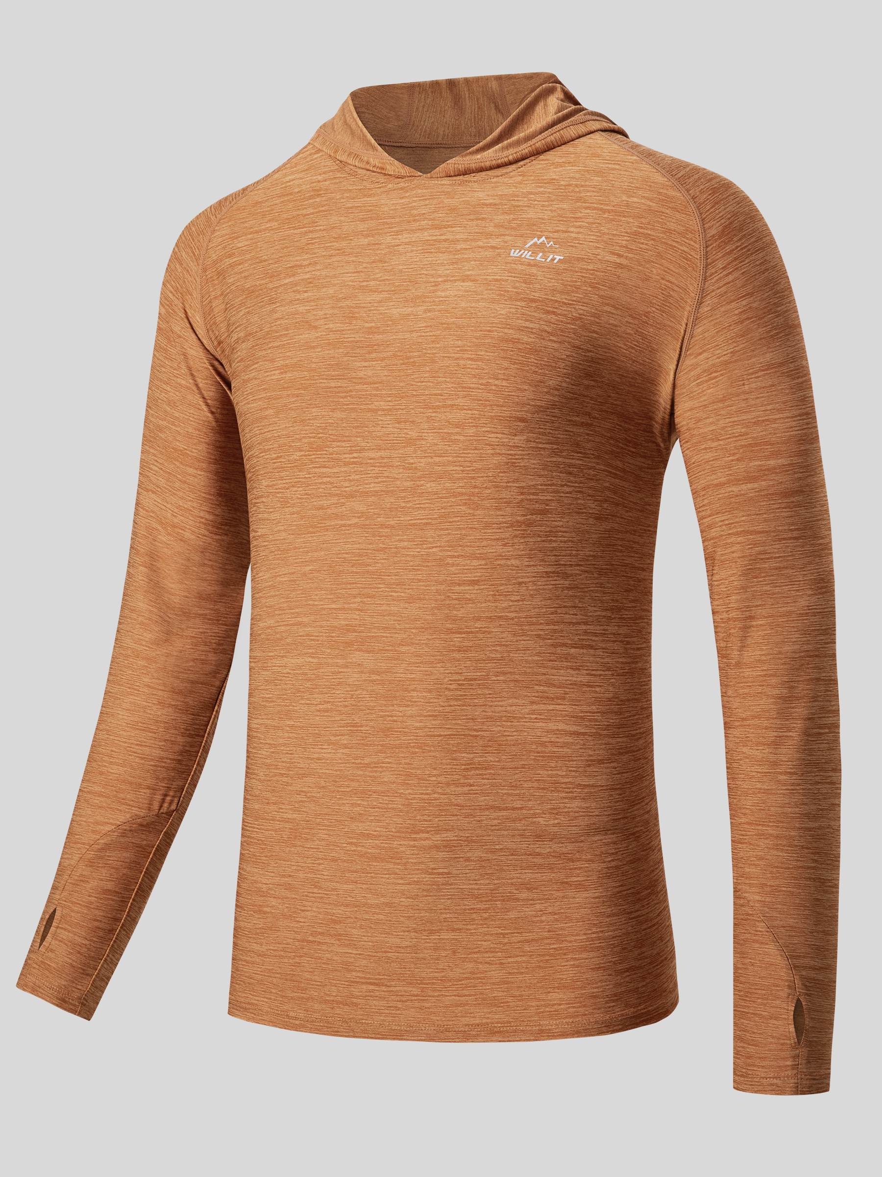 Willit Men's Sun Protection Long Sleeve Hooded Shirts in orange