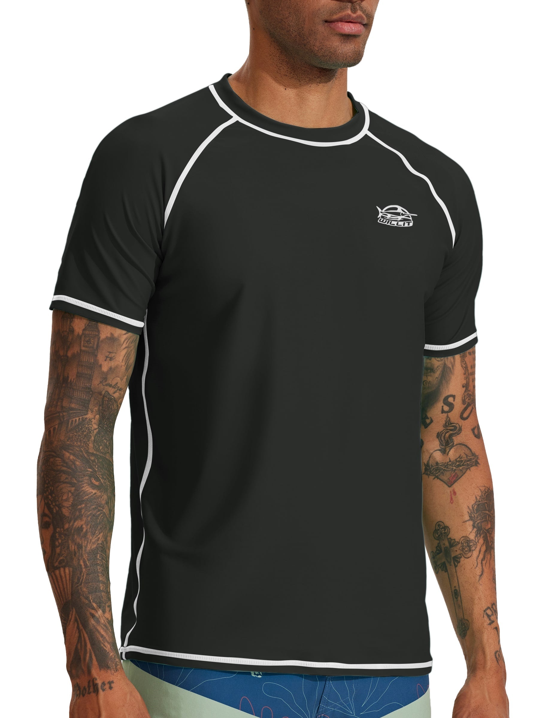 Men's Sun Protection Short Sleeve Shirt_Black_model1