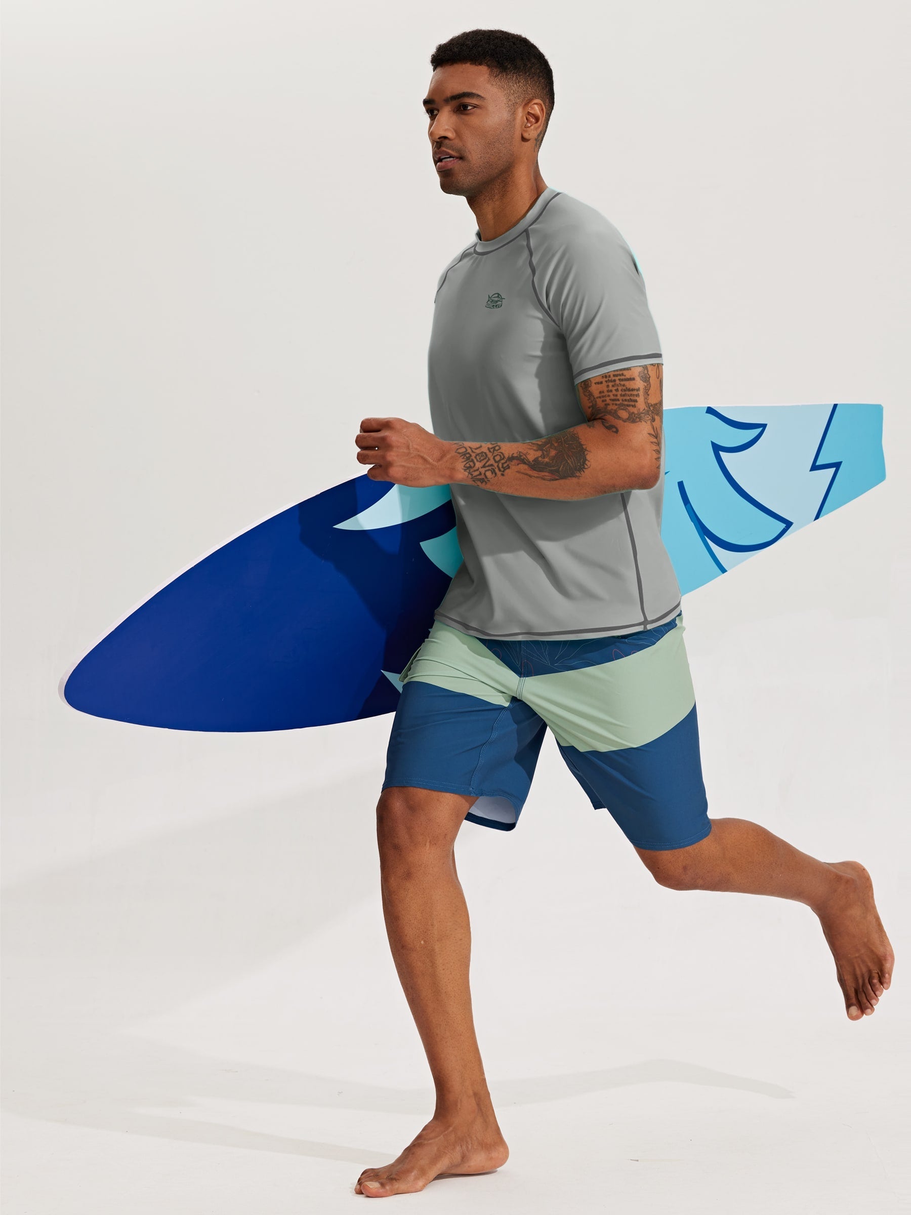 Men's Sun Protection Short Sleeve Shirt_Gray_model3