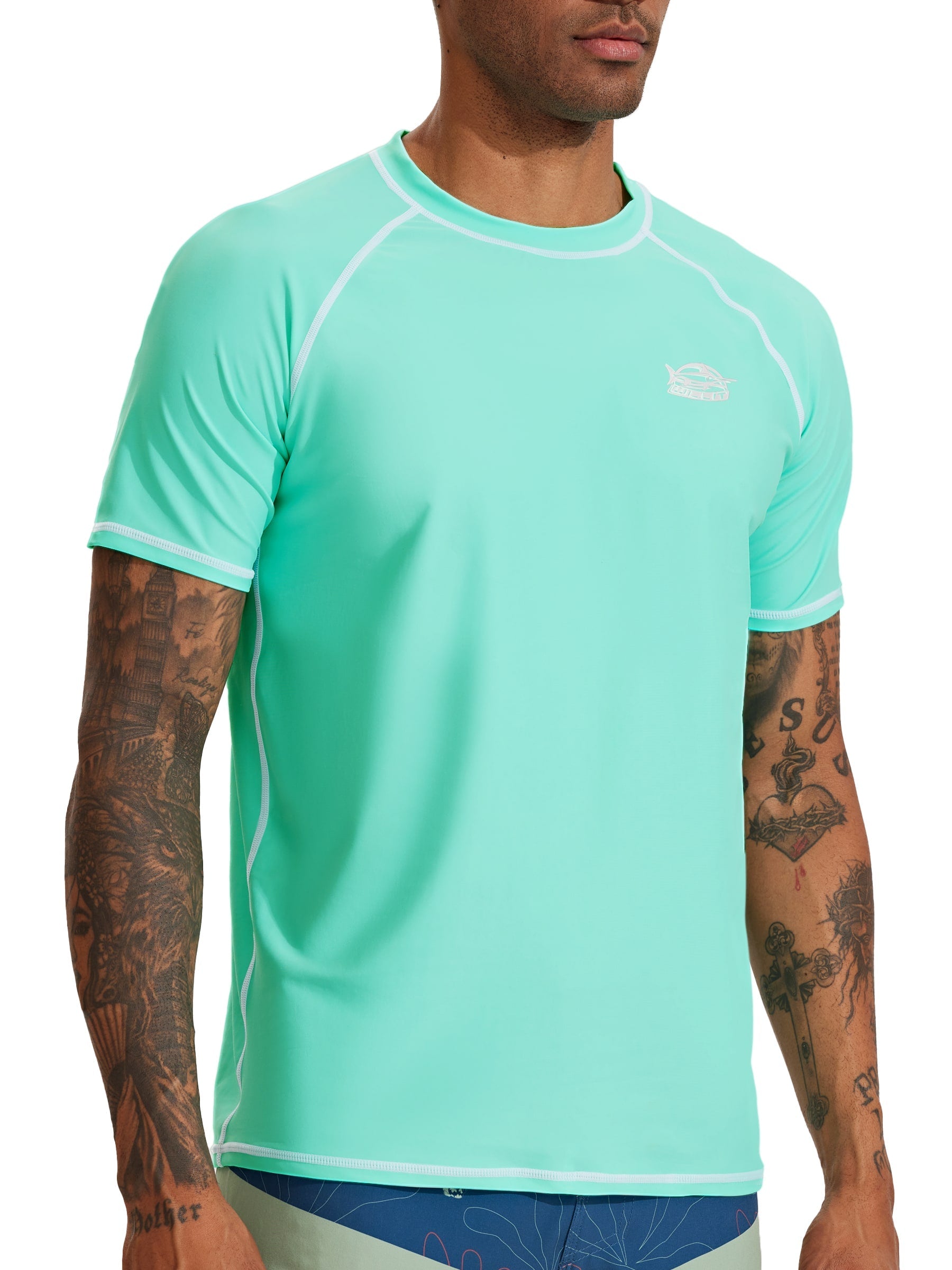Men's Sun Protection Short Sleeve Shirt_LightGreen1