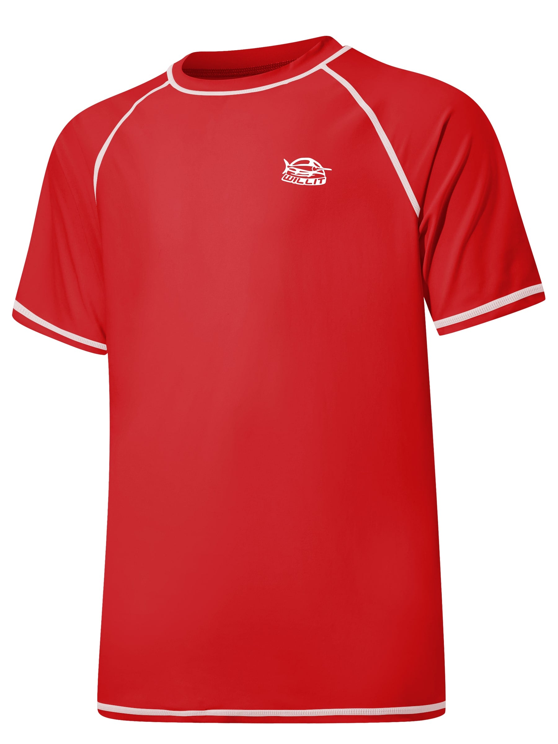 Men's Sun Protection Short Sleeve Shirt_Red_laydown1