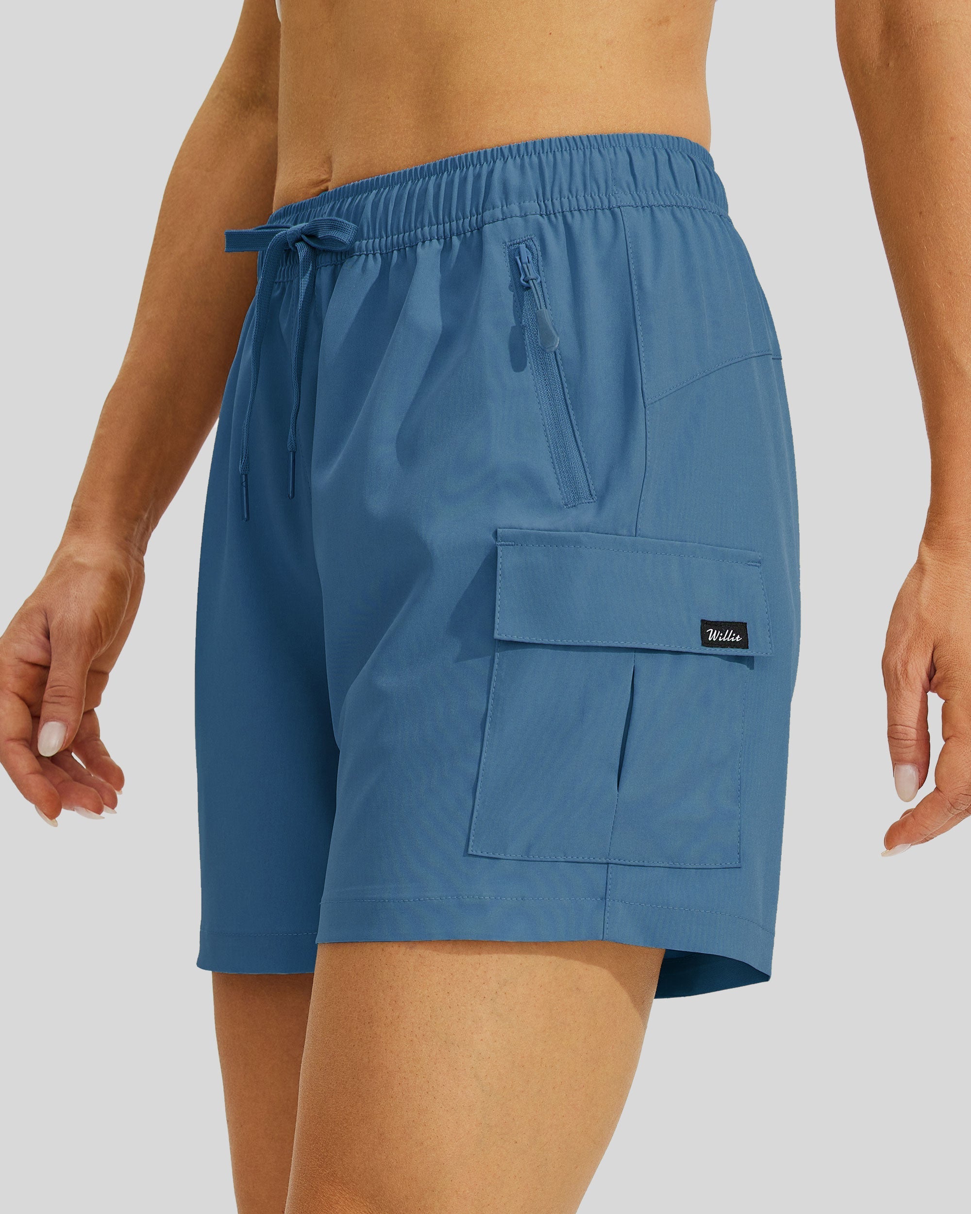 Willit Women's Hiking Workout Shorts in ocean blue4