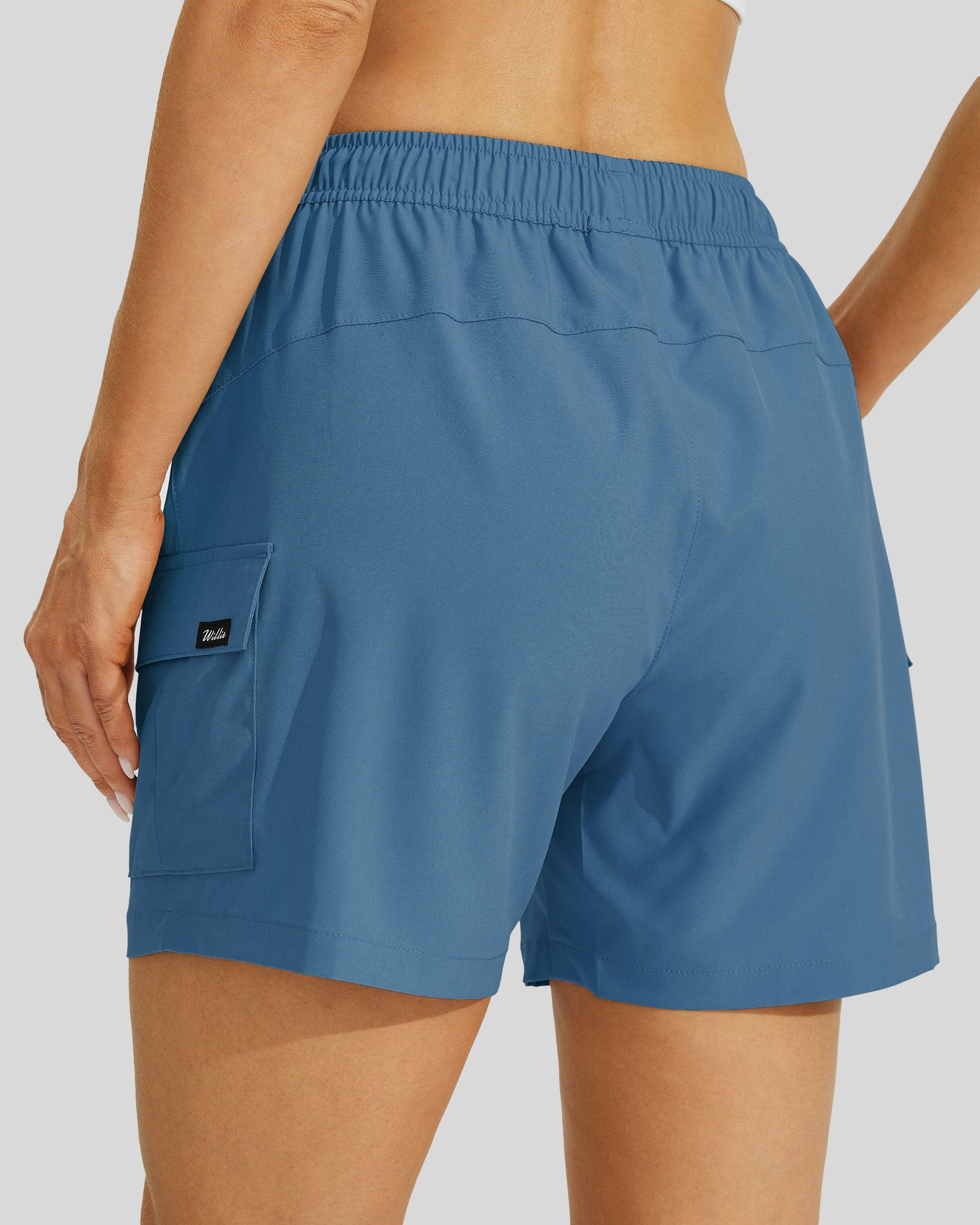 Willit Women's Hiking Workout Shorts in ocean blue2