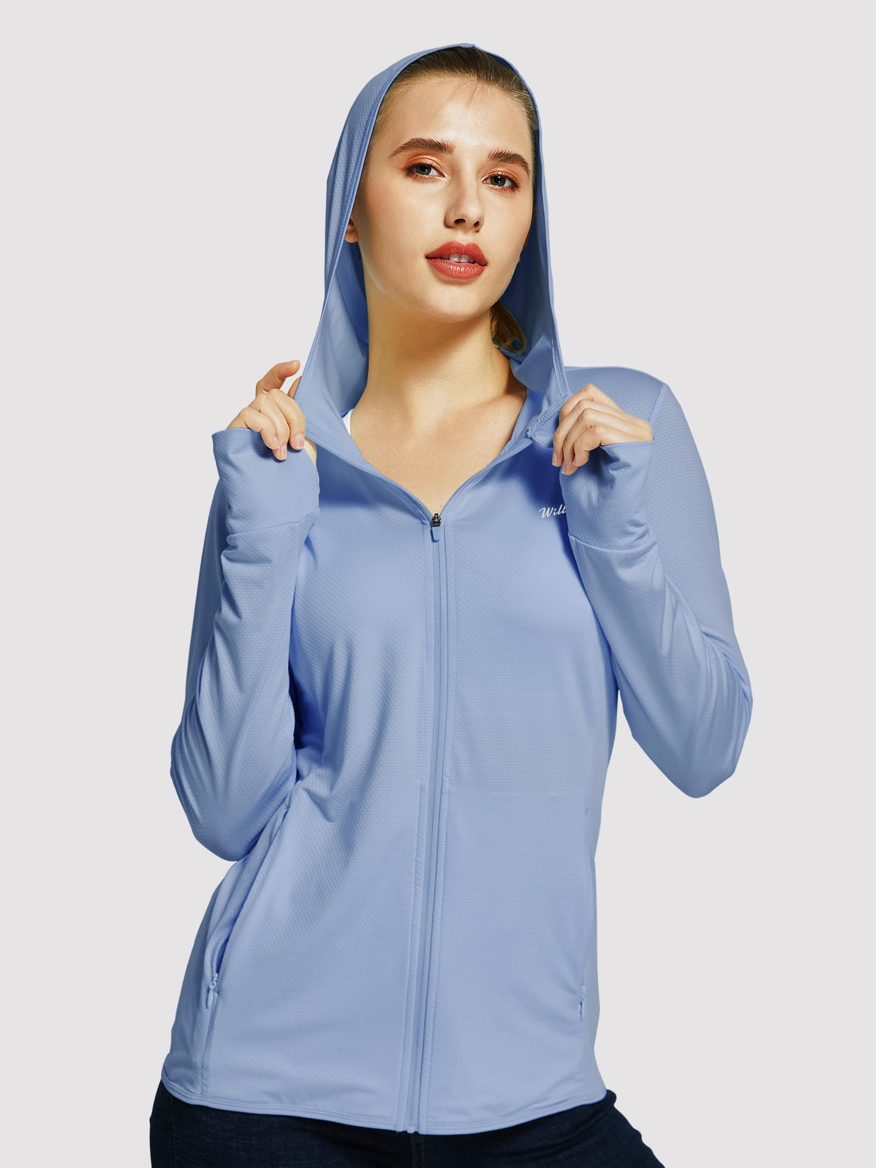 Willit Women's Outdoor Sun Protection Jacket Full Zip_Blue_model3