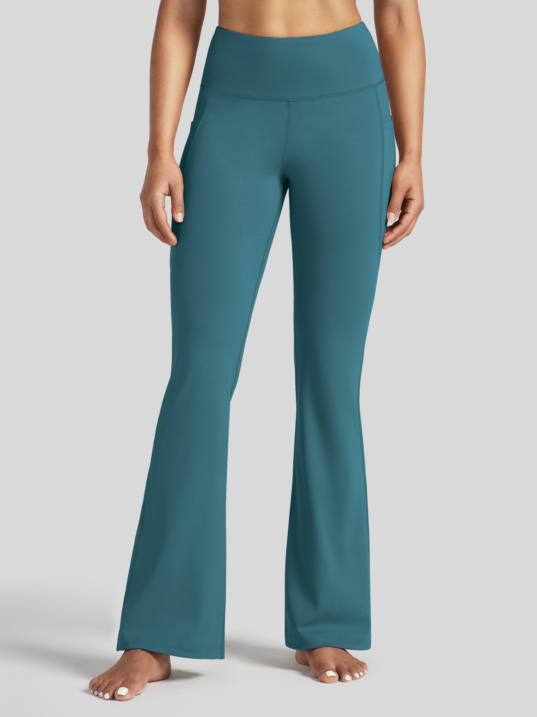 Womens Stretchy Yoga Pants Bootcut 31 Inch teal