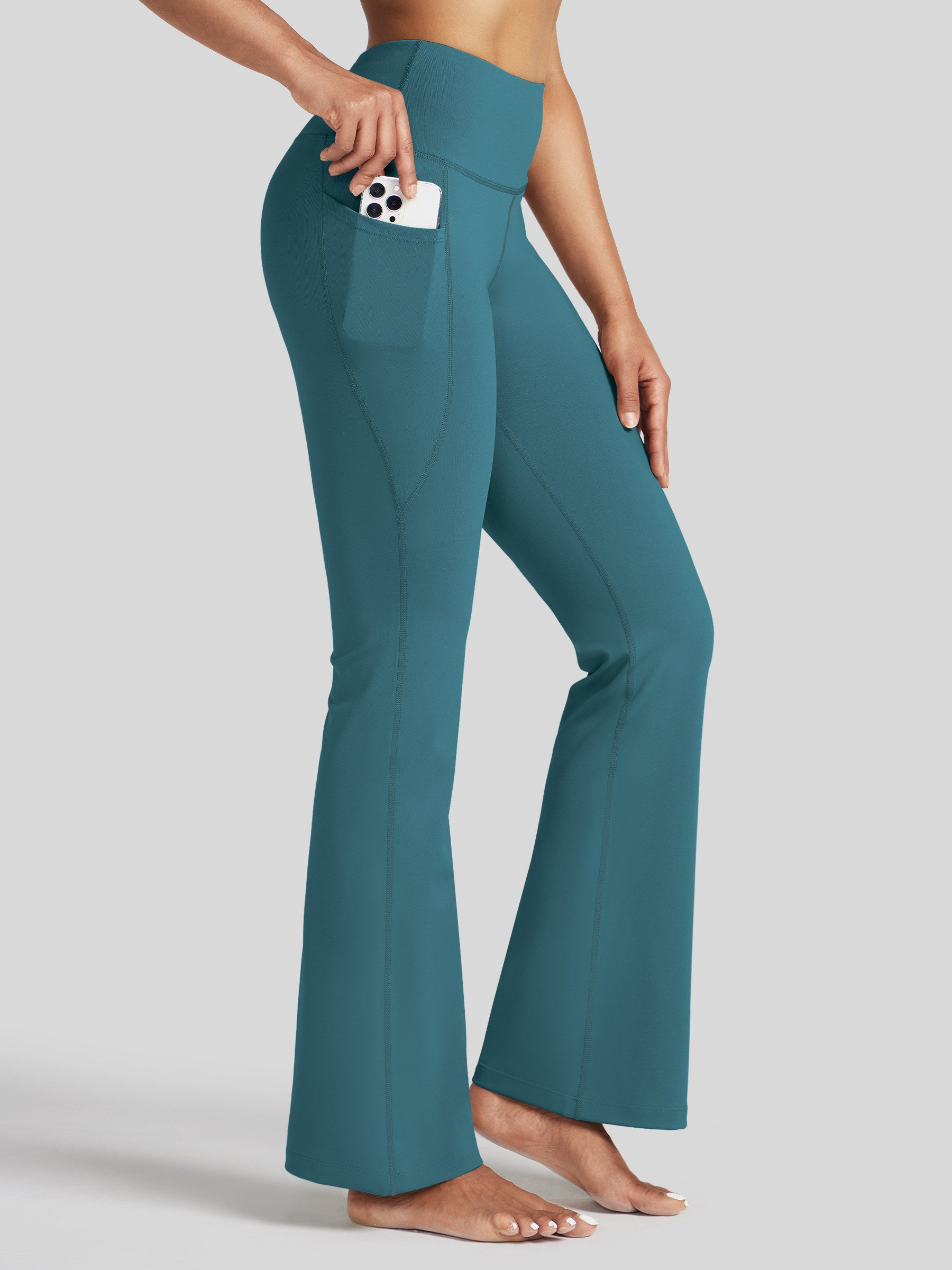 Womens Stretchy Yoga Pants Bootcut 29 Inch teal