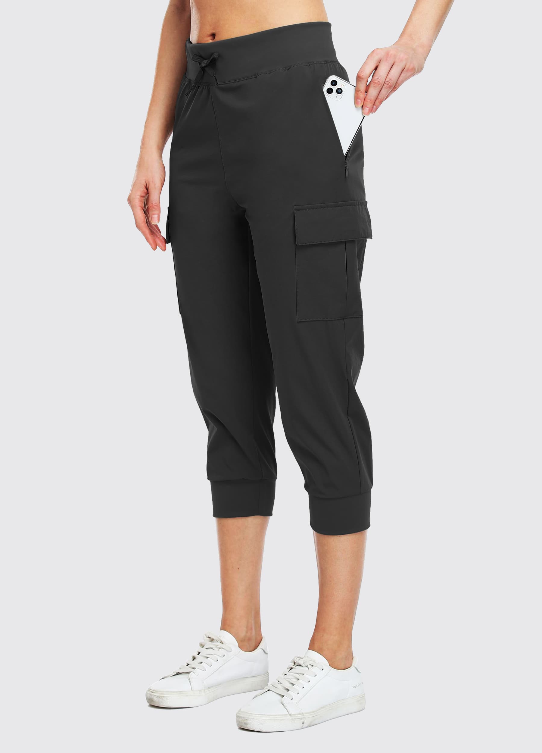 Women's Cargo Hiking Capris Pants_Black4