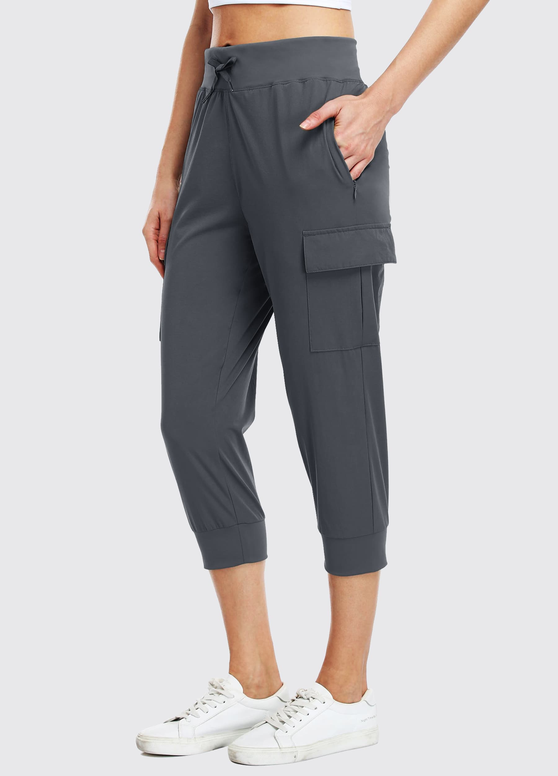 Women's Cargo Hiking Capris Pants_DeepGray1