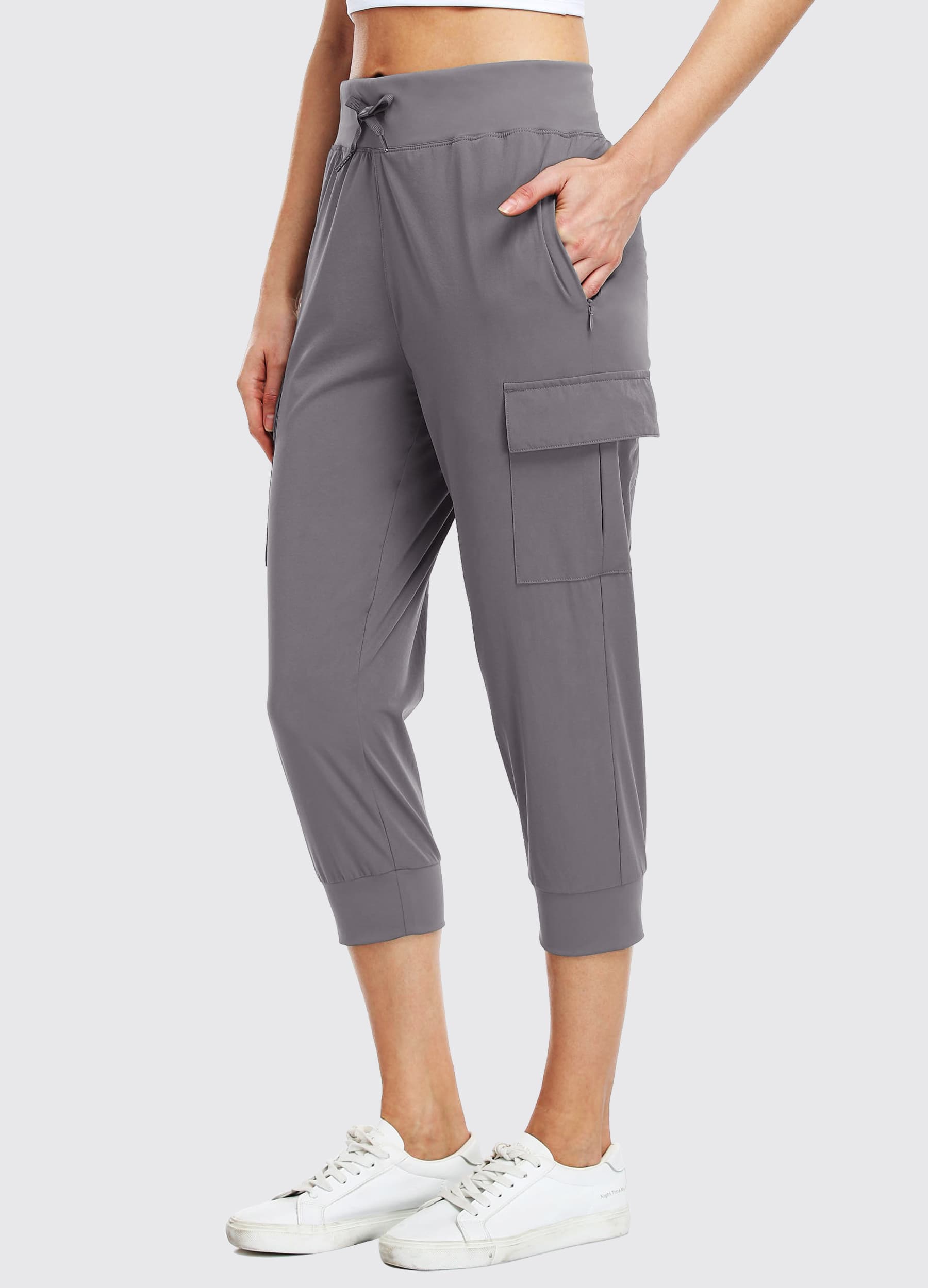 Women's Cargo Hiking Capris Pants_Gray1