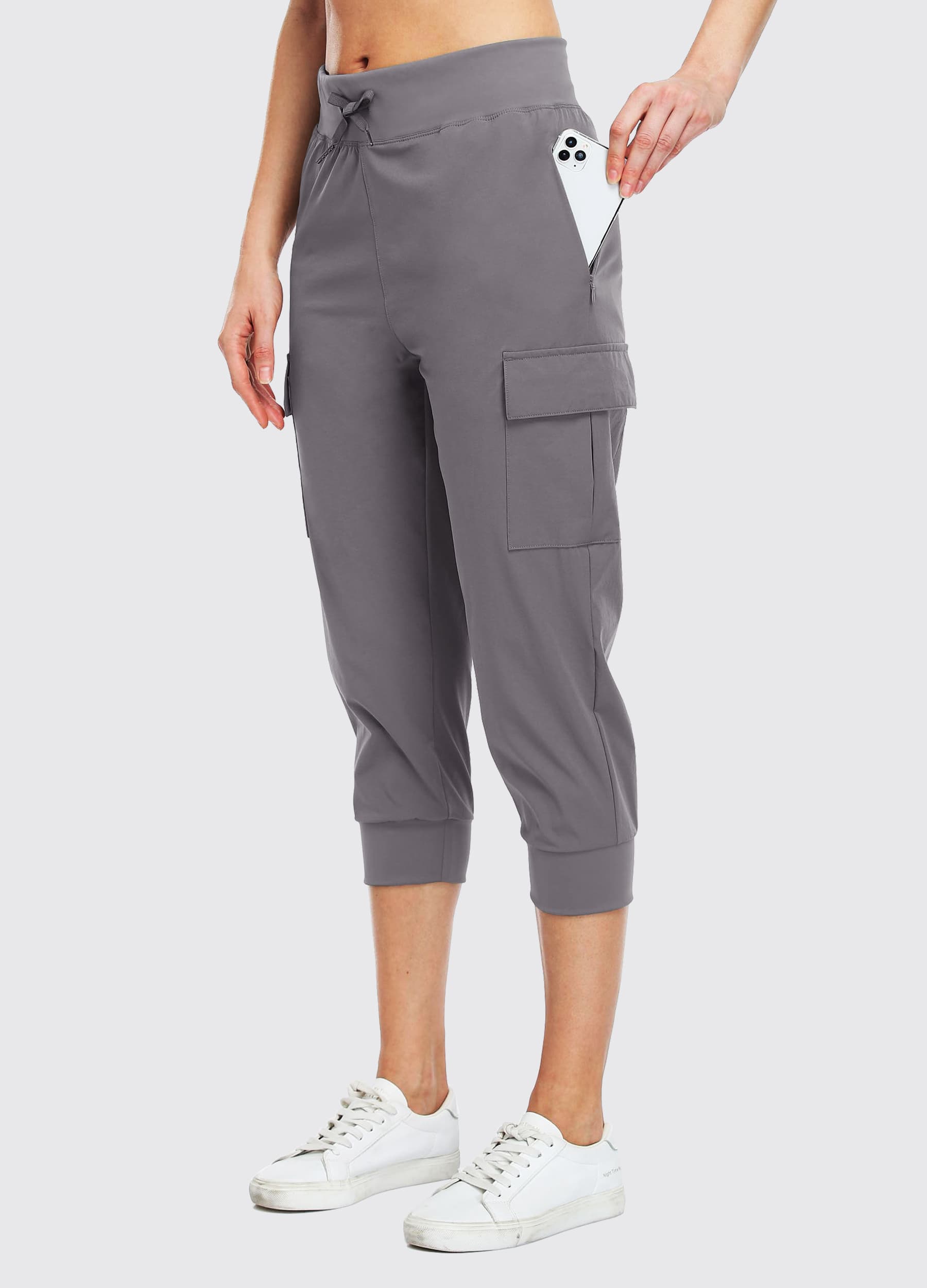 Women's Cargo Hiking Capris Pants_Gray3