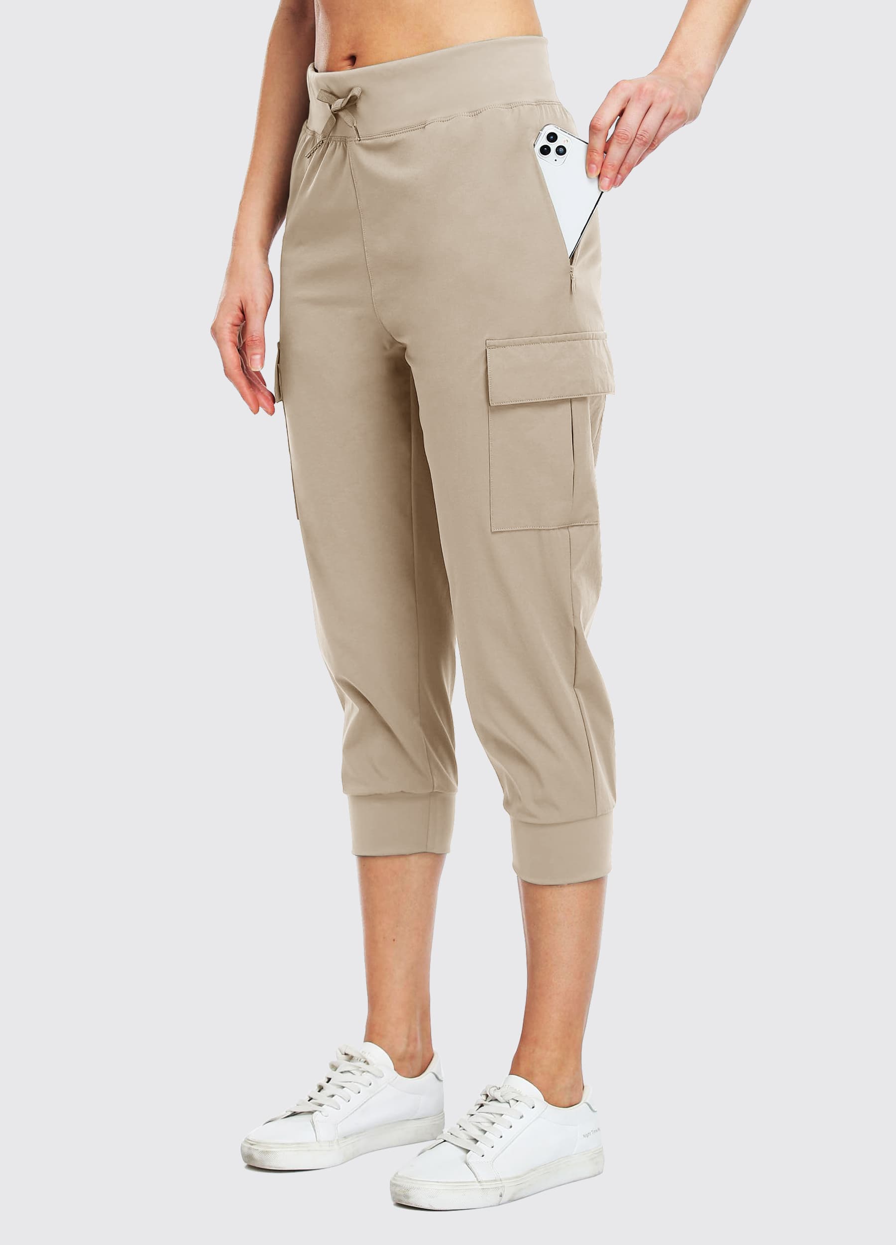 Women's Cargo Hiking Capris Pants_Khaki2