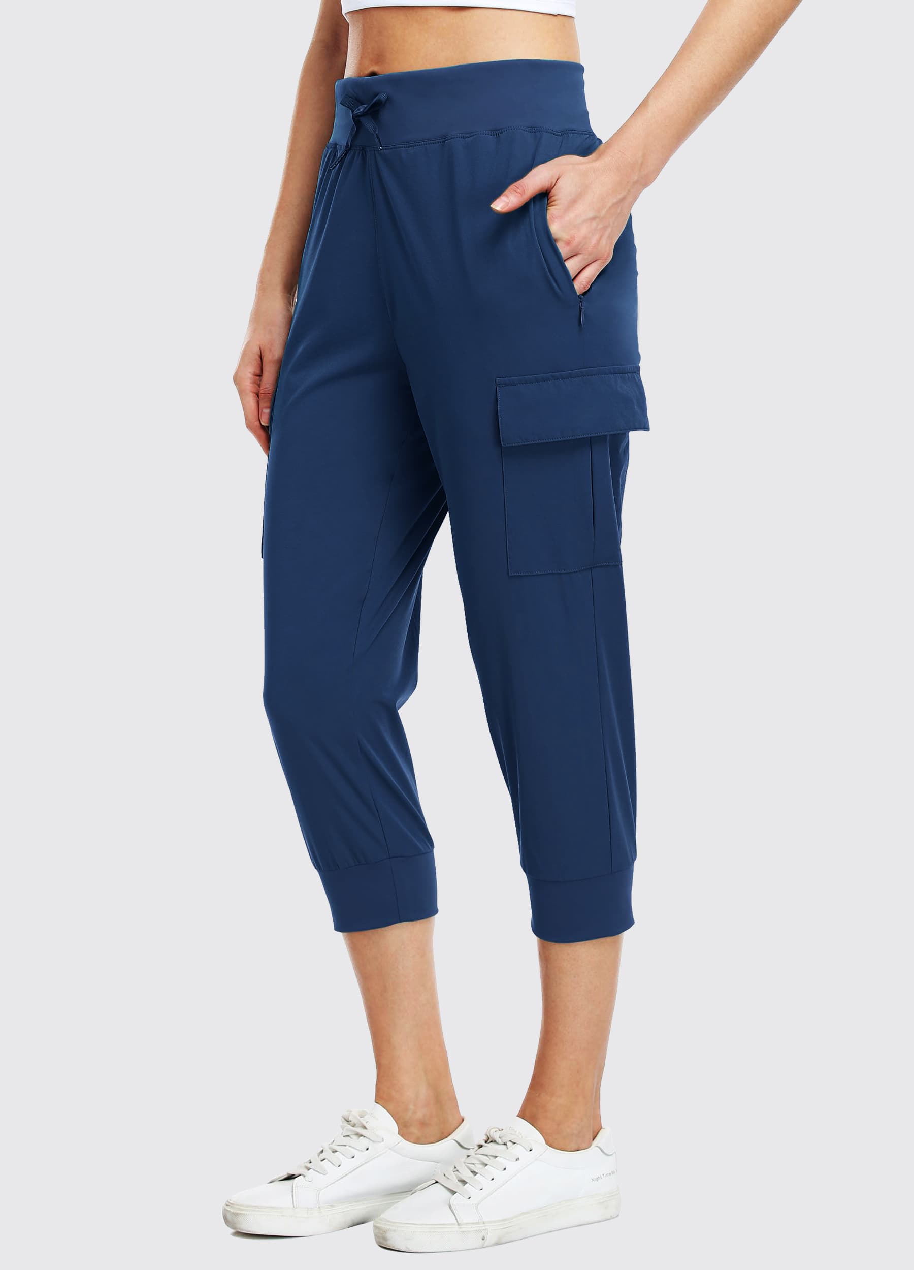 Women's Cargo Hiking Capris Pants_Navy1