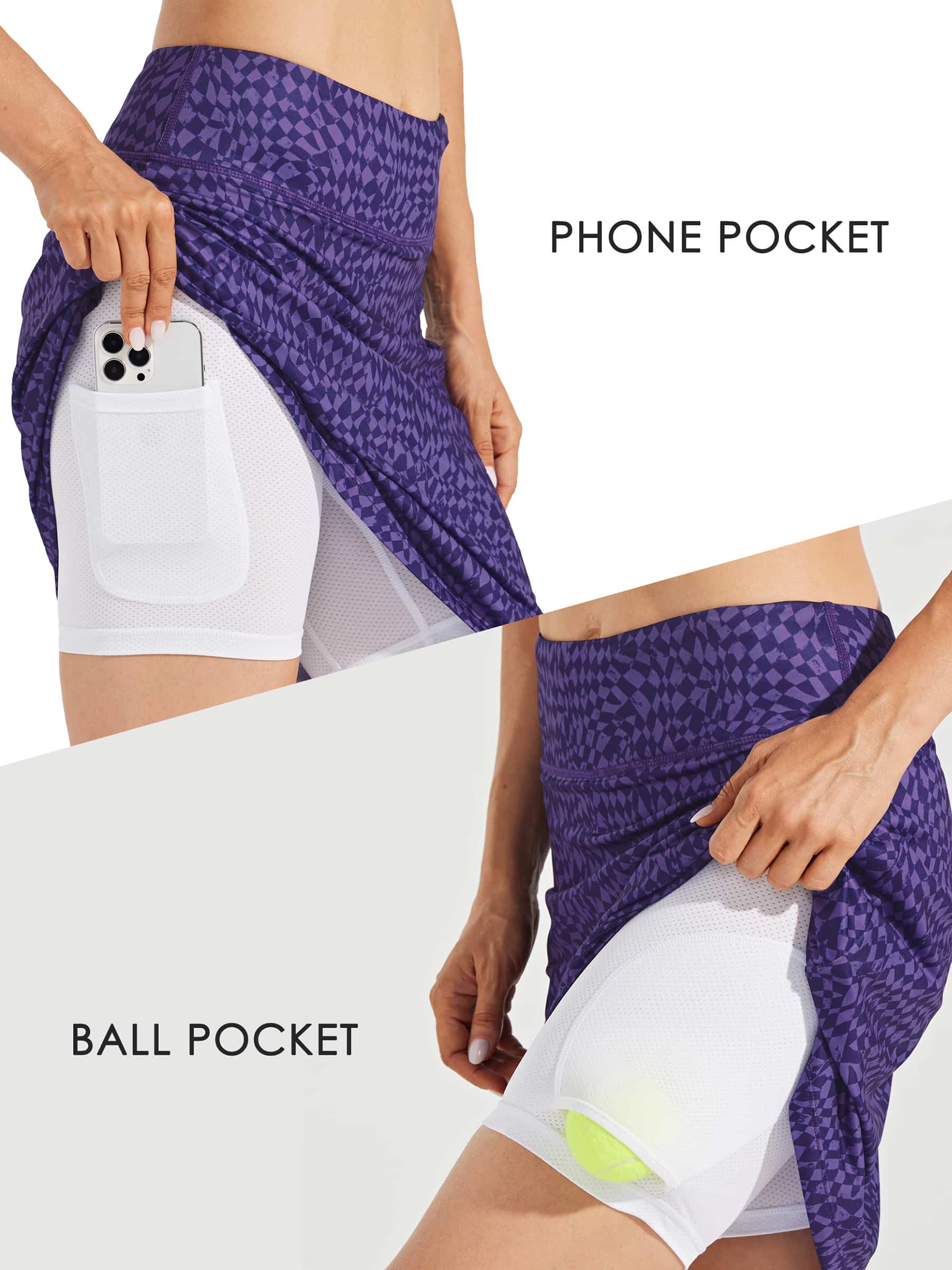 Women 20 Inches Skorts Skirts Golf Knee Length Tennis Skirts