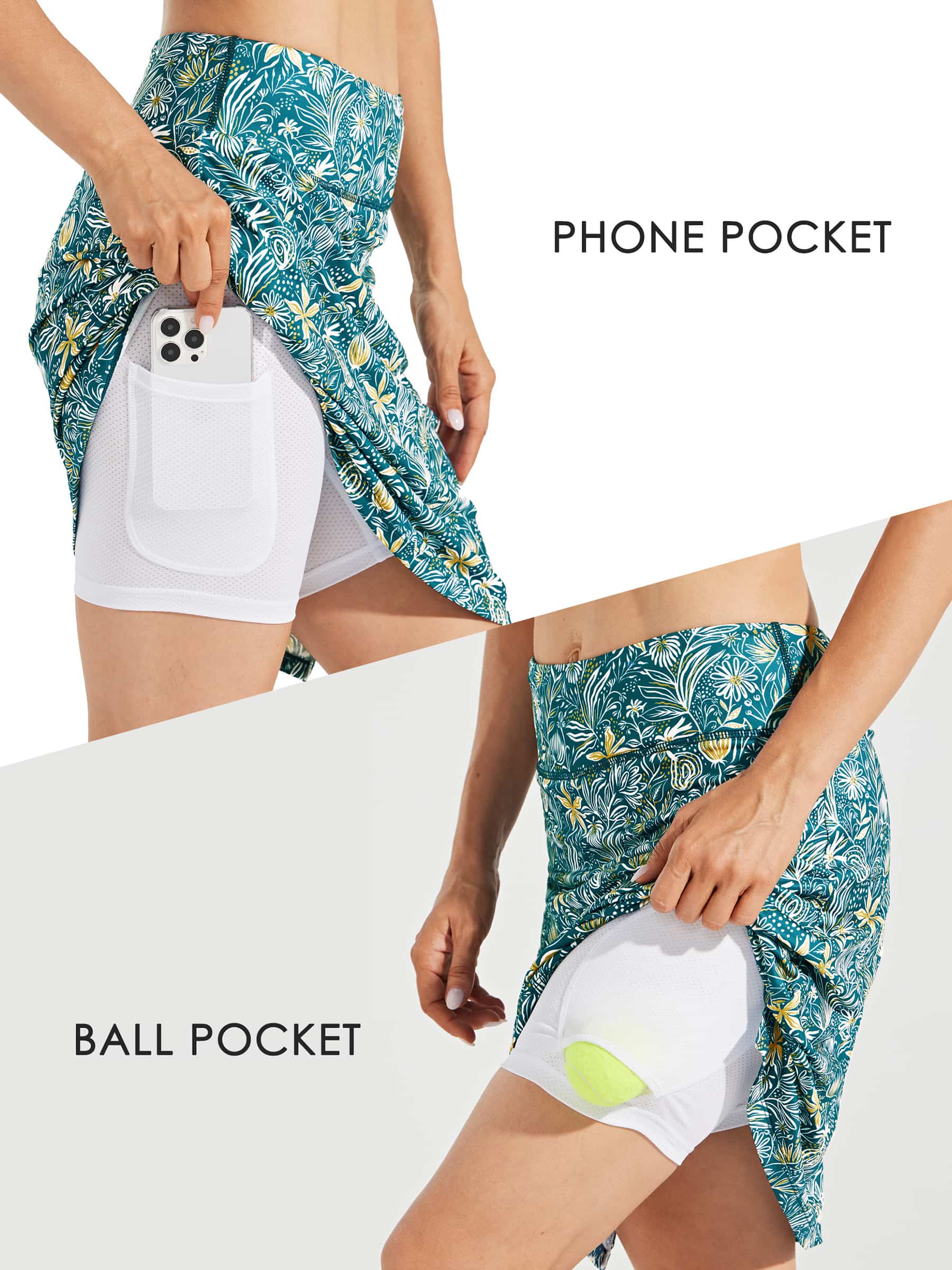 Women 20 Inches Skorts Skirts Golf Knee Length Tennis Skirts