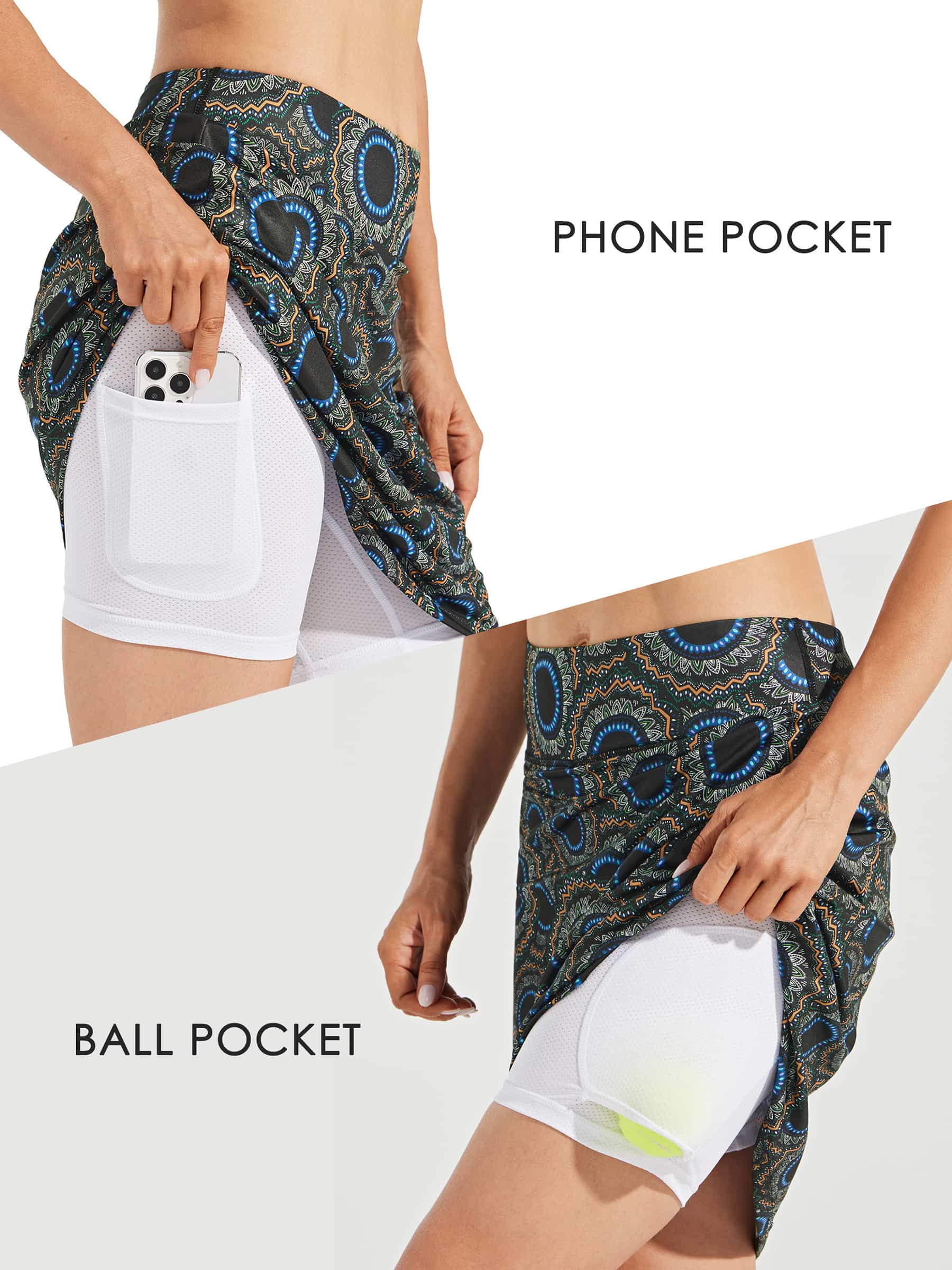 Women 20 Inches Skorts Skirts Golf Knee Length Tennis Skirts