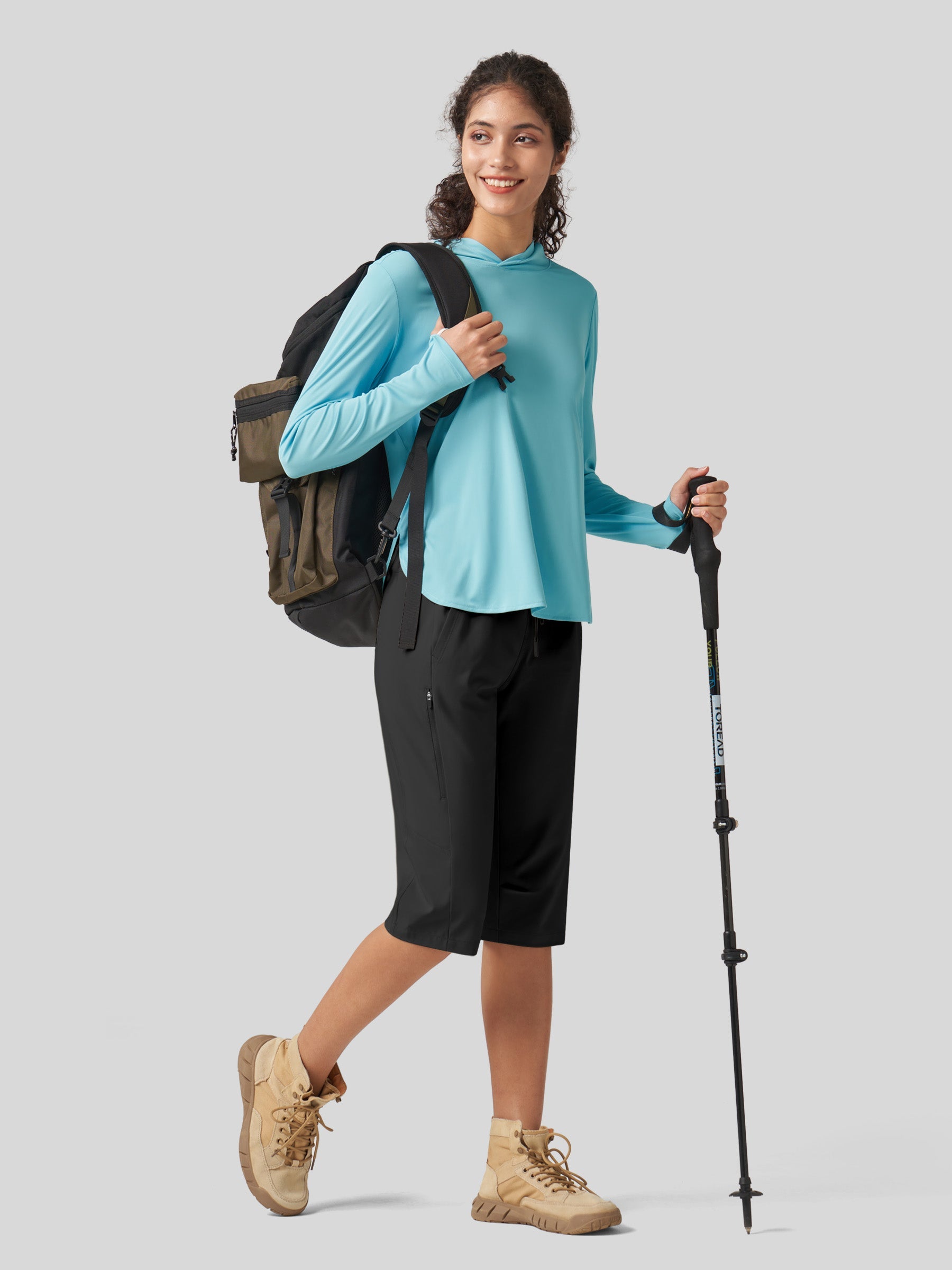 Willit Women's 15 Inch Long Hiking Shorts in black5