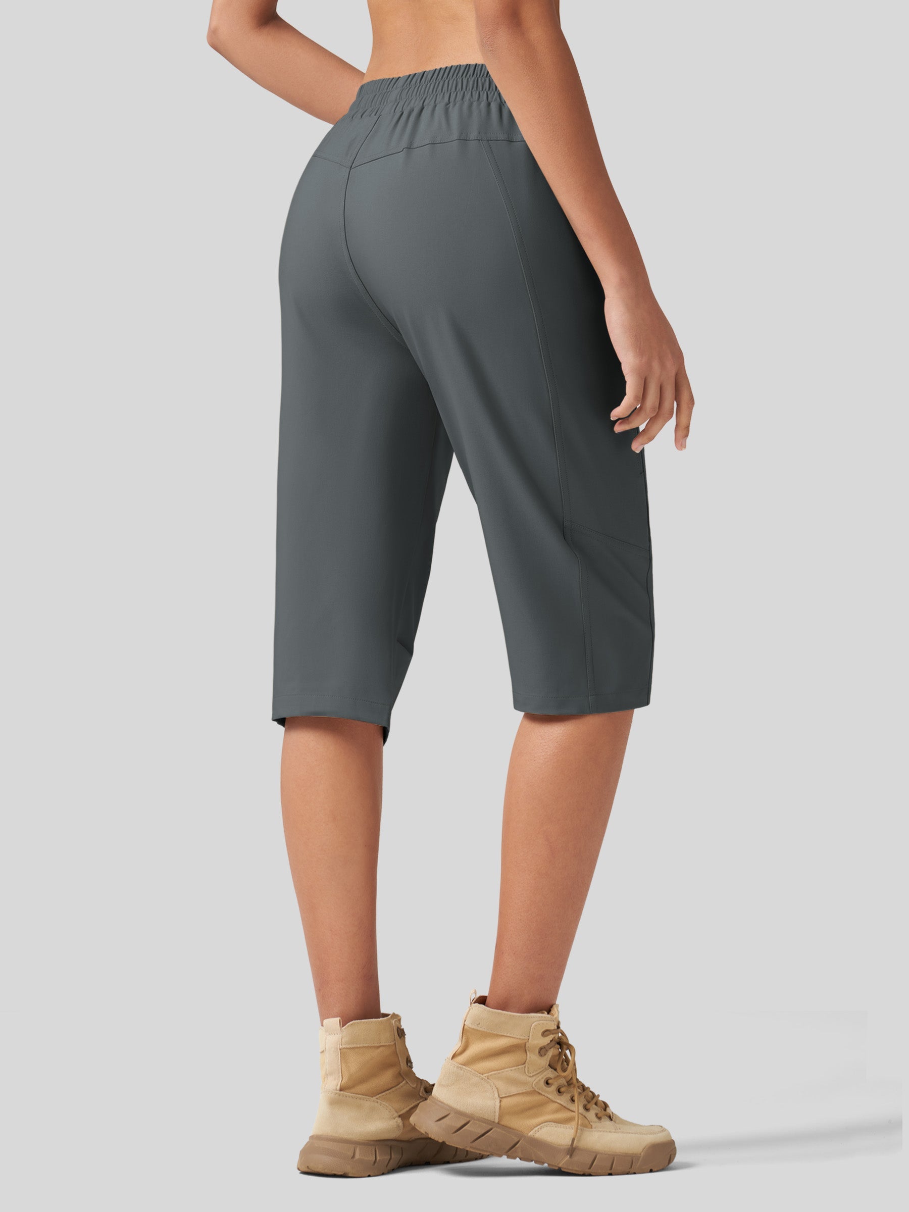 Willit Women's 15 Inch Long Hiking Shorts in deep gray2