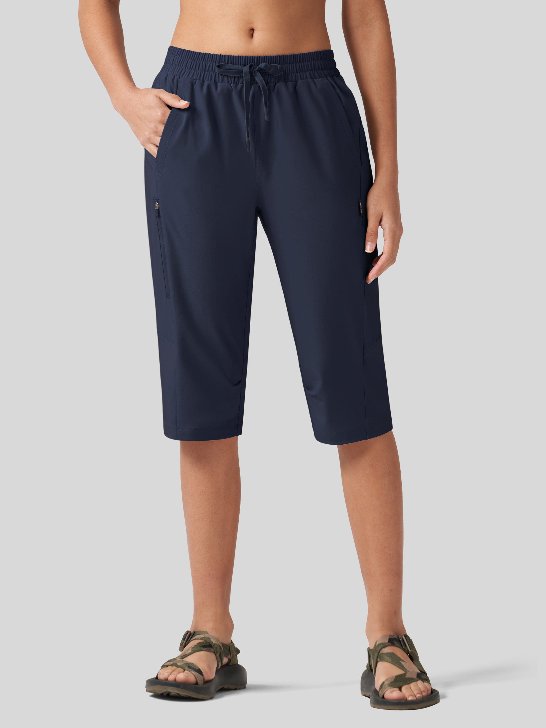 Willit Women's 15 Inch Long Hiking Shorts in navy1