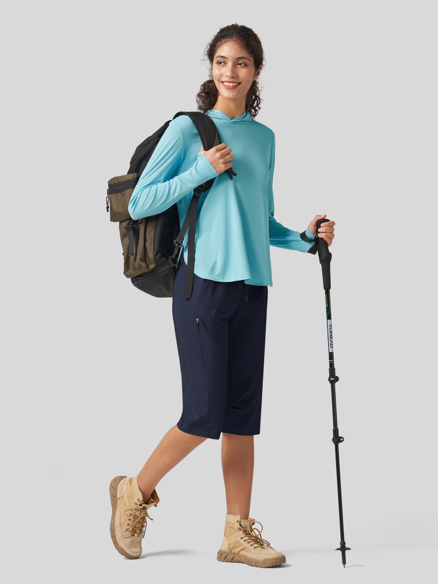 Willit Women's 15 Inch Long Hiking Shorts in navy4