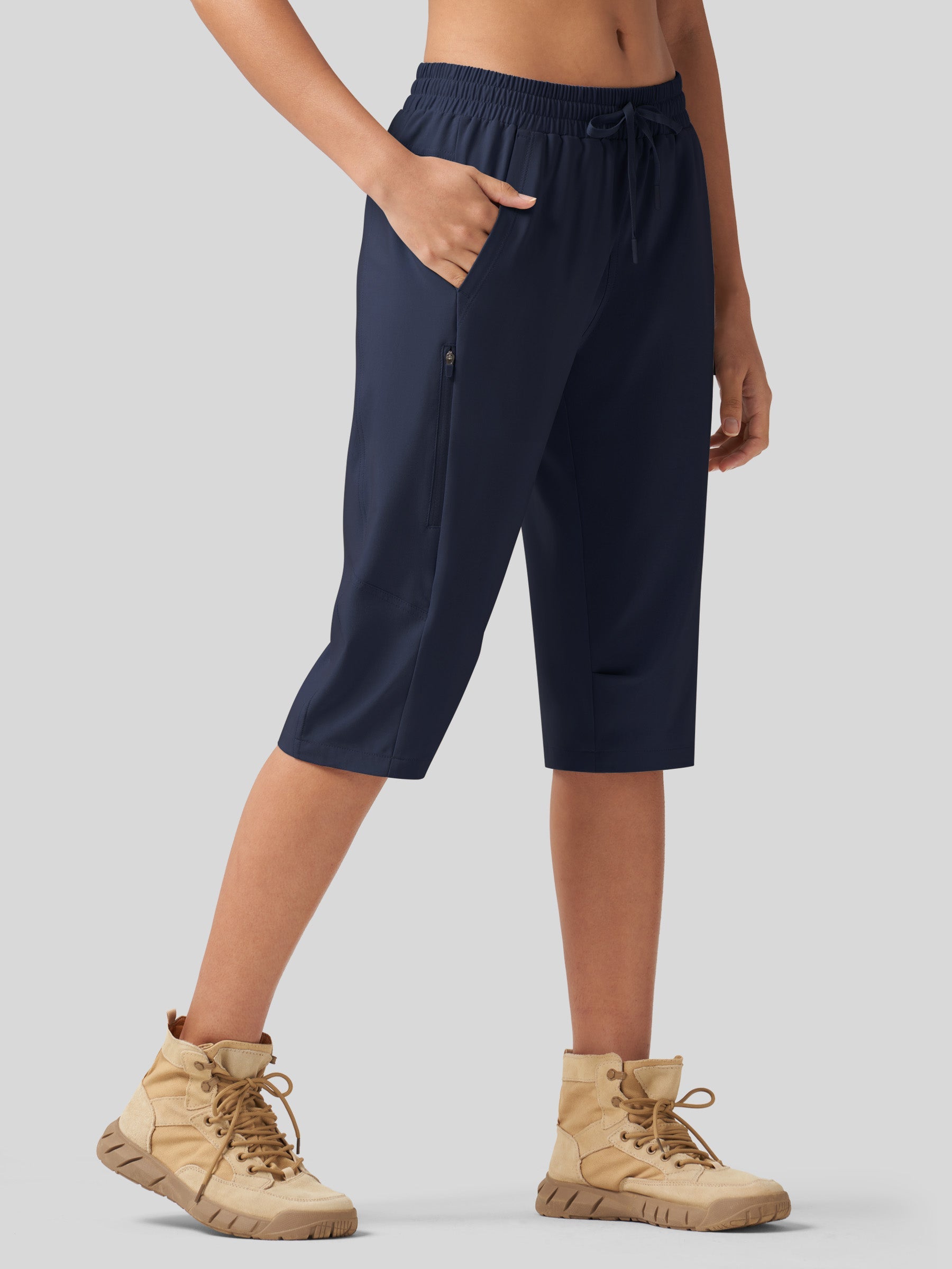 Willit Women's 15 Inch Long Hiking Shorts in navy3