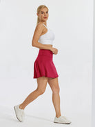 Women's 17Inch High Waisted Tennis Skort_Crimson_model3