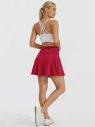 Women's 17Inch High Waisted Tennis Skort_Crimson_model6