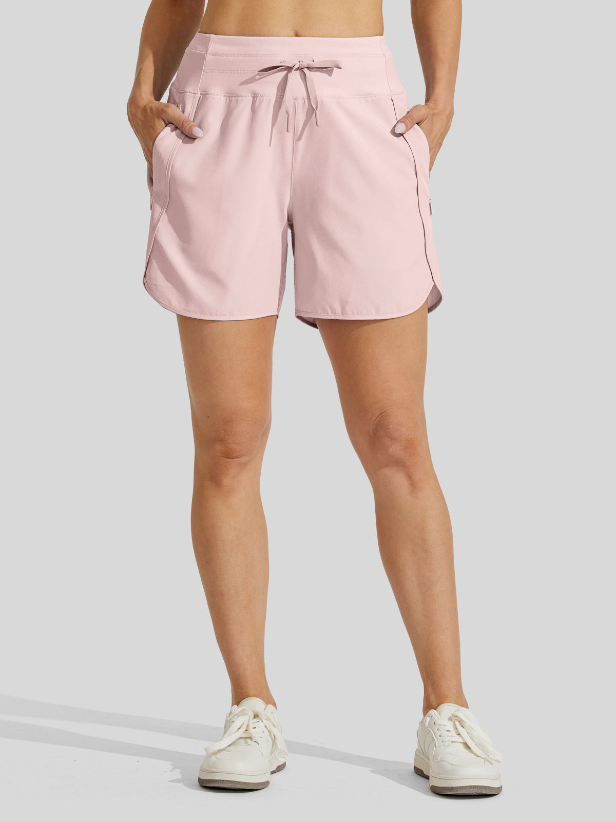 Willit Womens Active 5 Inch Shorts in light pink1