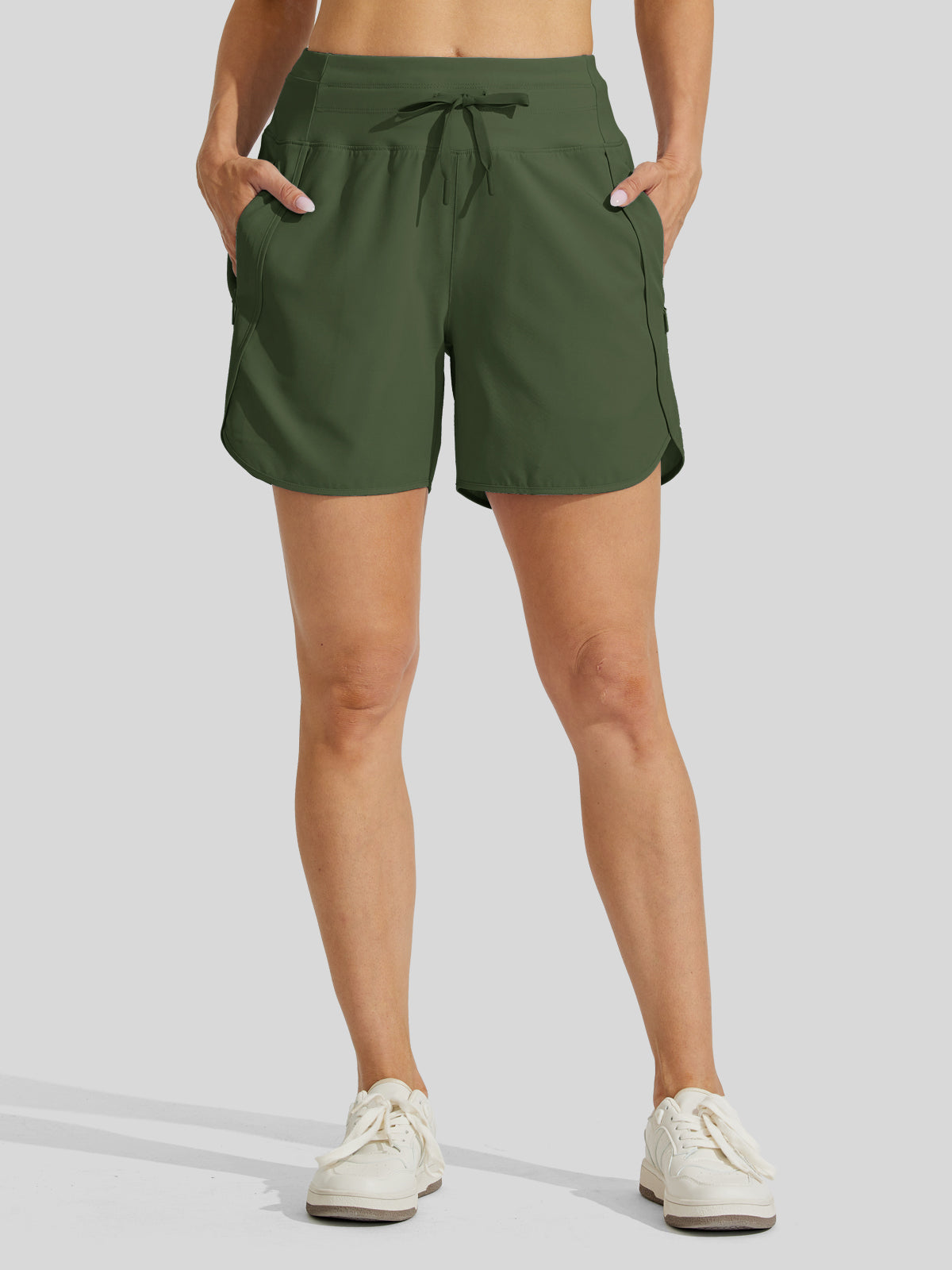 Willit Womens Active 5 Inch Shorts in olive1