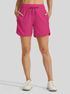 Willit Womens Active 5 Inch Shorts in rosered1