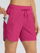 Willit Womens Active 5 Inch Shorts in rosered3