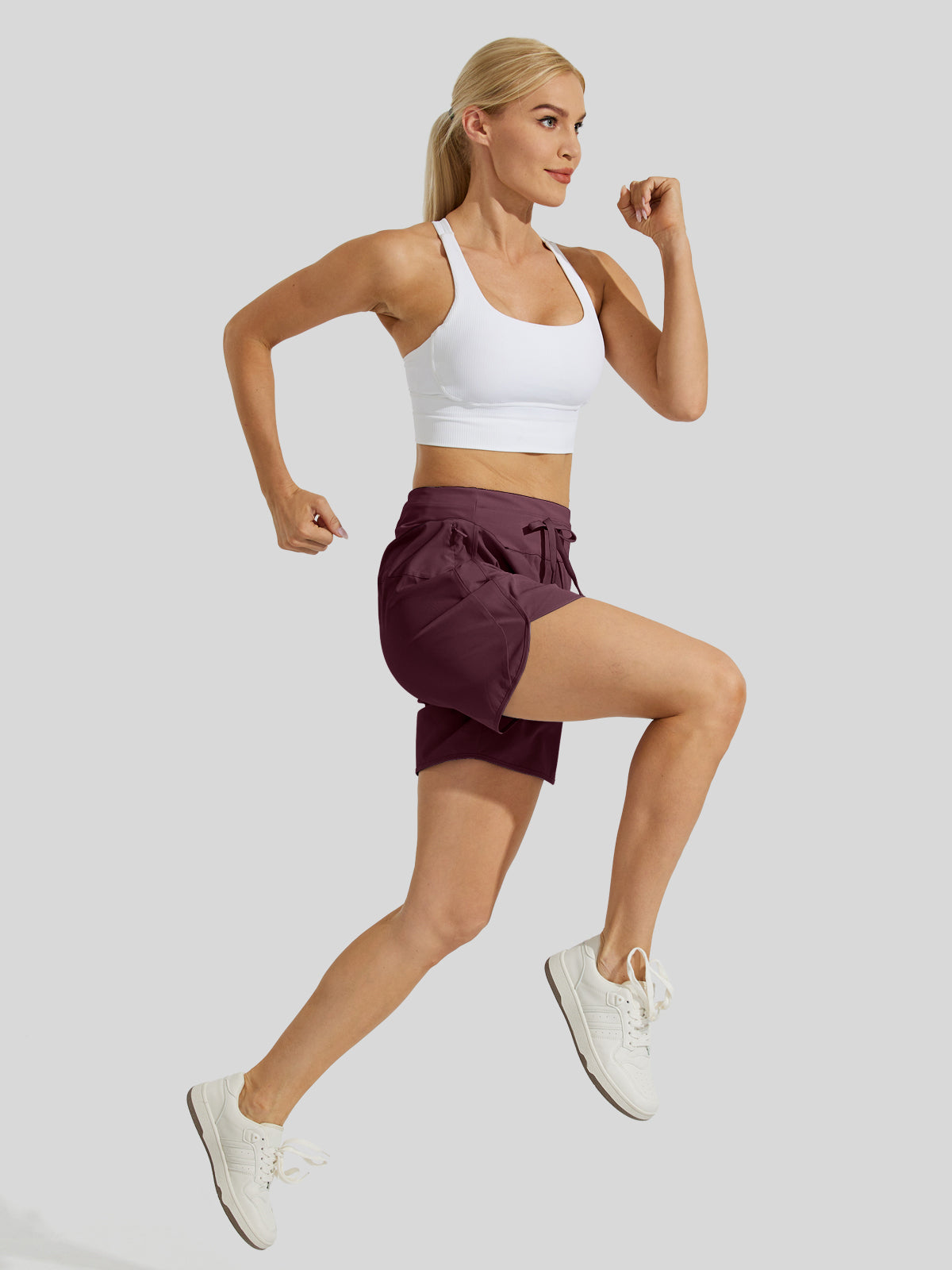 Willit Womens Active 5 Inch Shorts in claret5