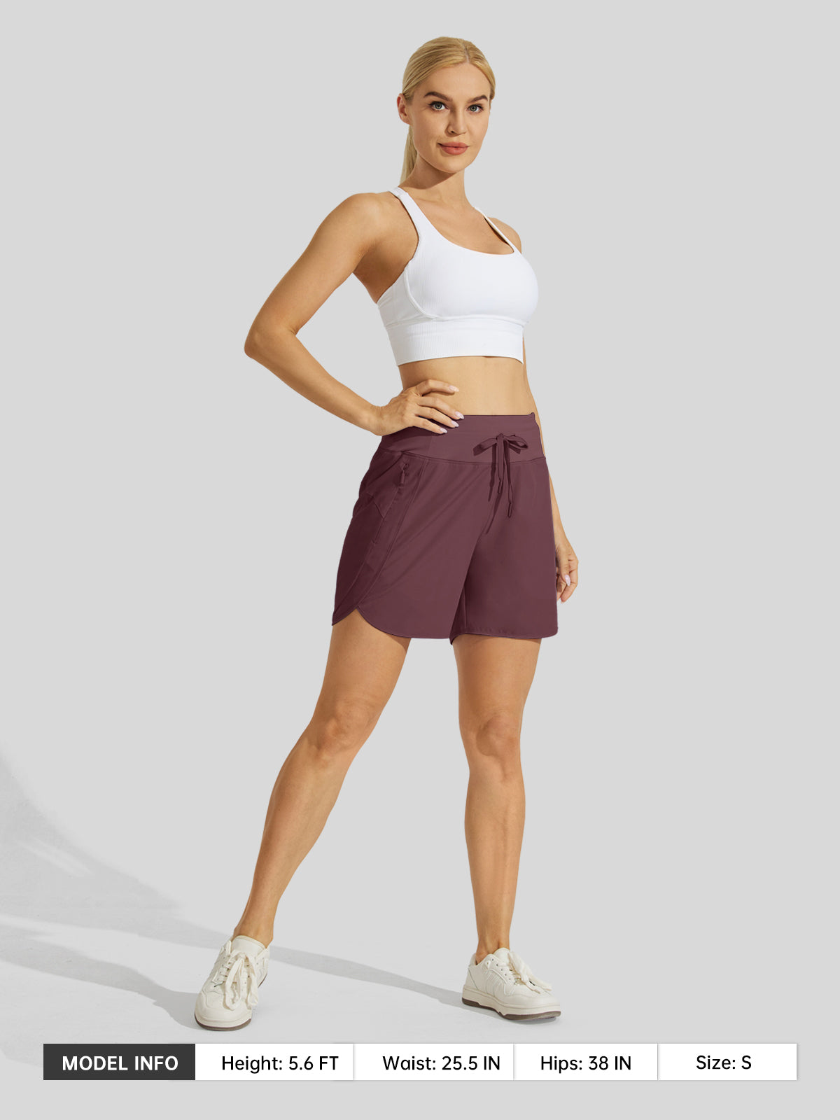 Willit Womens Active 5 Inch Shorts in claret6