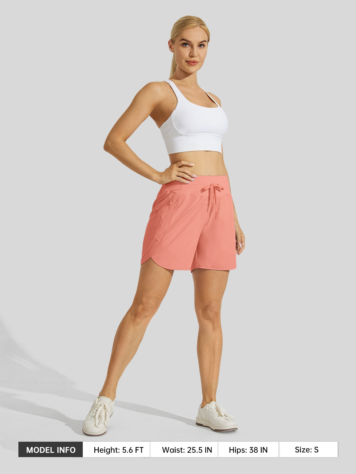 Willit Womens Active 5 Inch Shorts in coral6