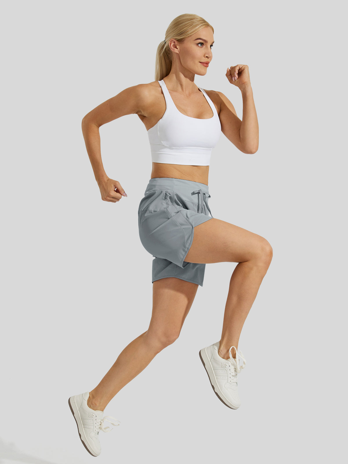Willit Womens Active 5 Inch Shorts in lightgray5