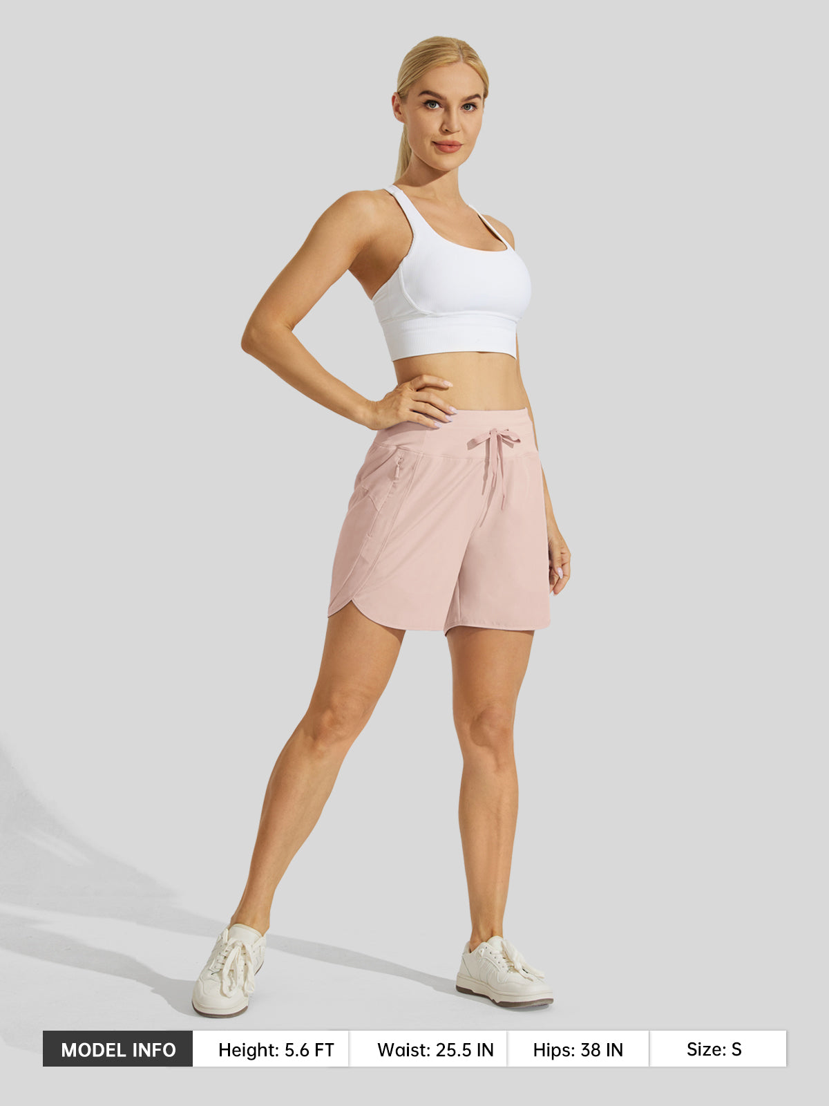 Willit Womens Active 5 Inch Shorts in light pink6