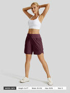 Willit Womens Active 7 Inch Shorts in claret 6