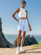 Willit Womens Active 7 Inch Shorts in light blue 2