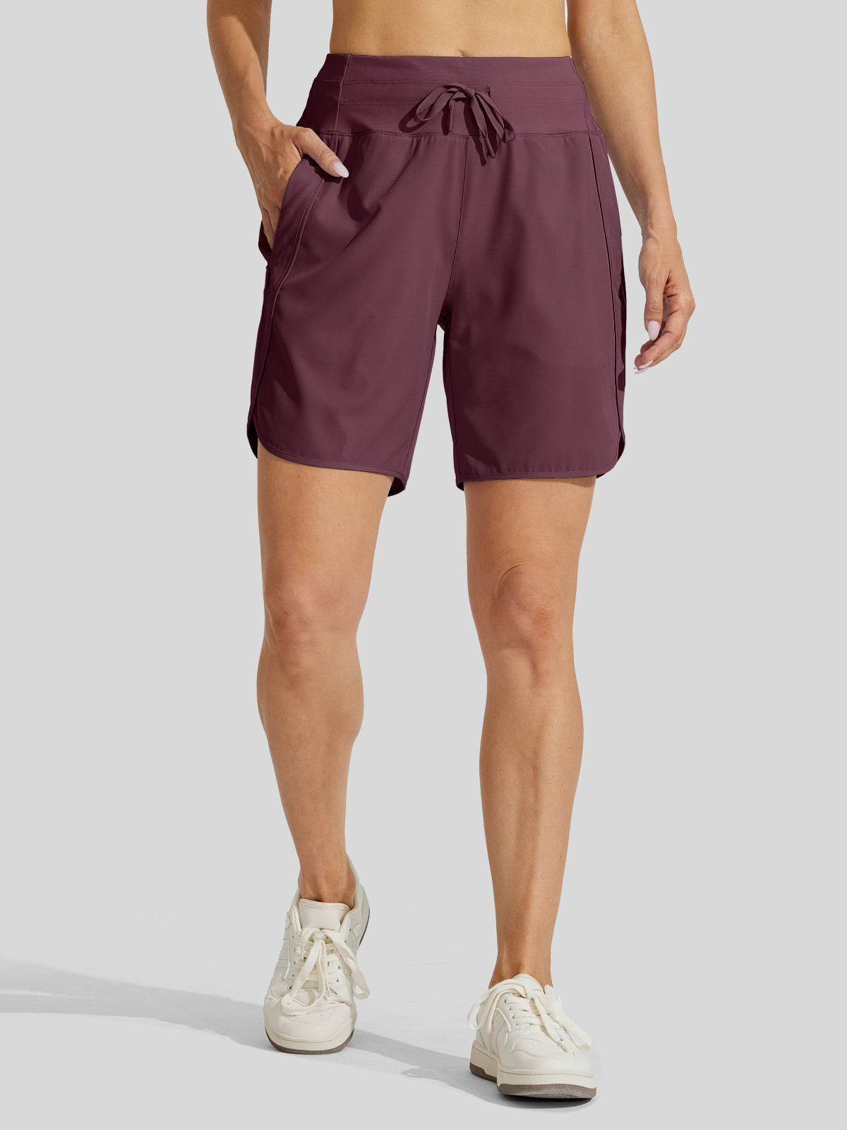 Willit Womens Active 7 Inch Shorts in claret 1