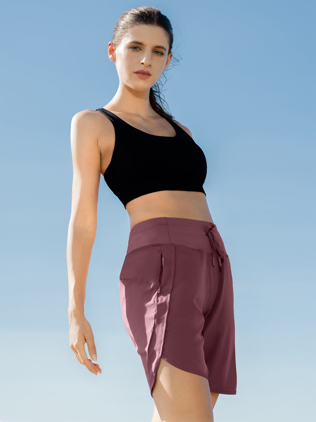 Willit Womens Active 7 Inch Shorts in claret 2