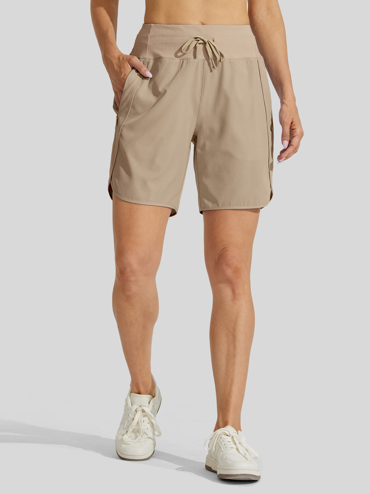 Willit Womens Active 7 Inch Shorts in khaki1