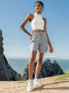 Willit Womens Active 7 Inch Shorts in light gray2