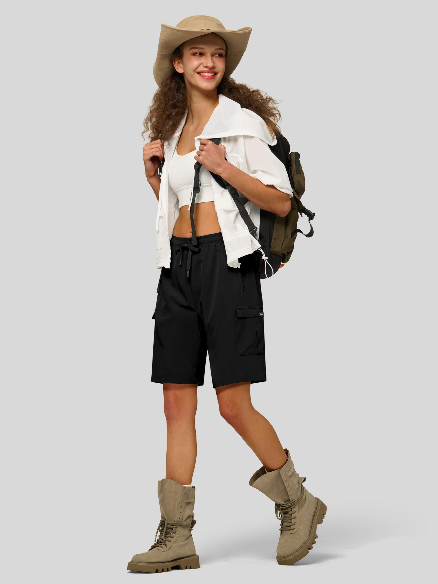 Willit Women's Active Trek Shorts 9 Inch in balck4