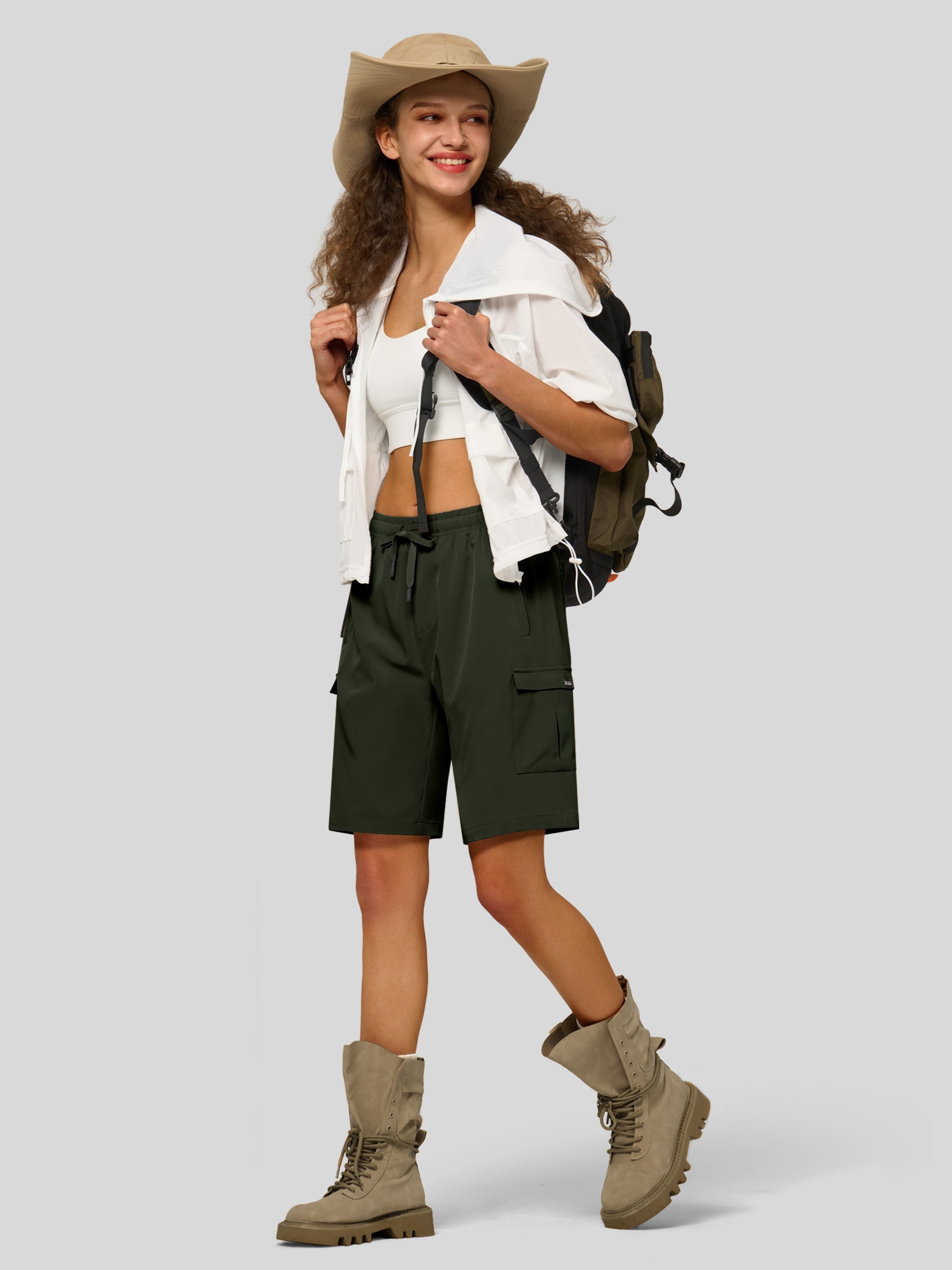 Willit Women's Active Trek Shorts 9 Inch in army green4