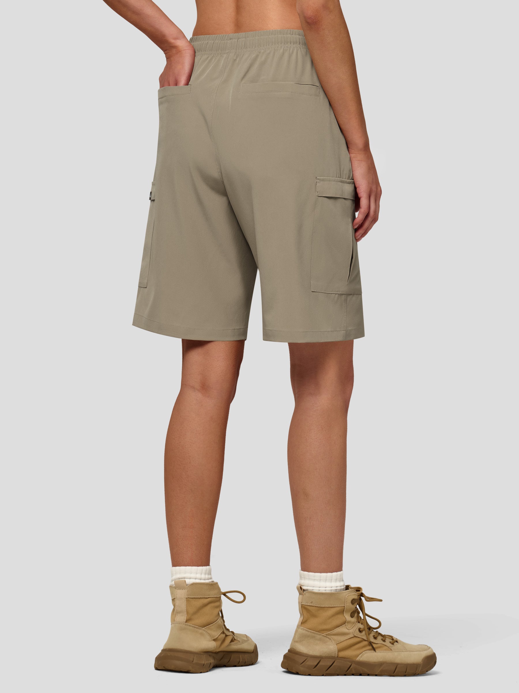 Willit Women's Active Trek Shorts 9 Inch in deep khaki2
