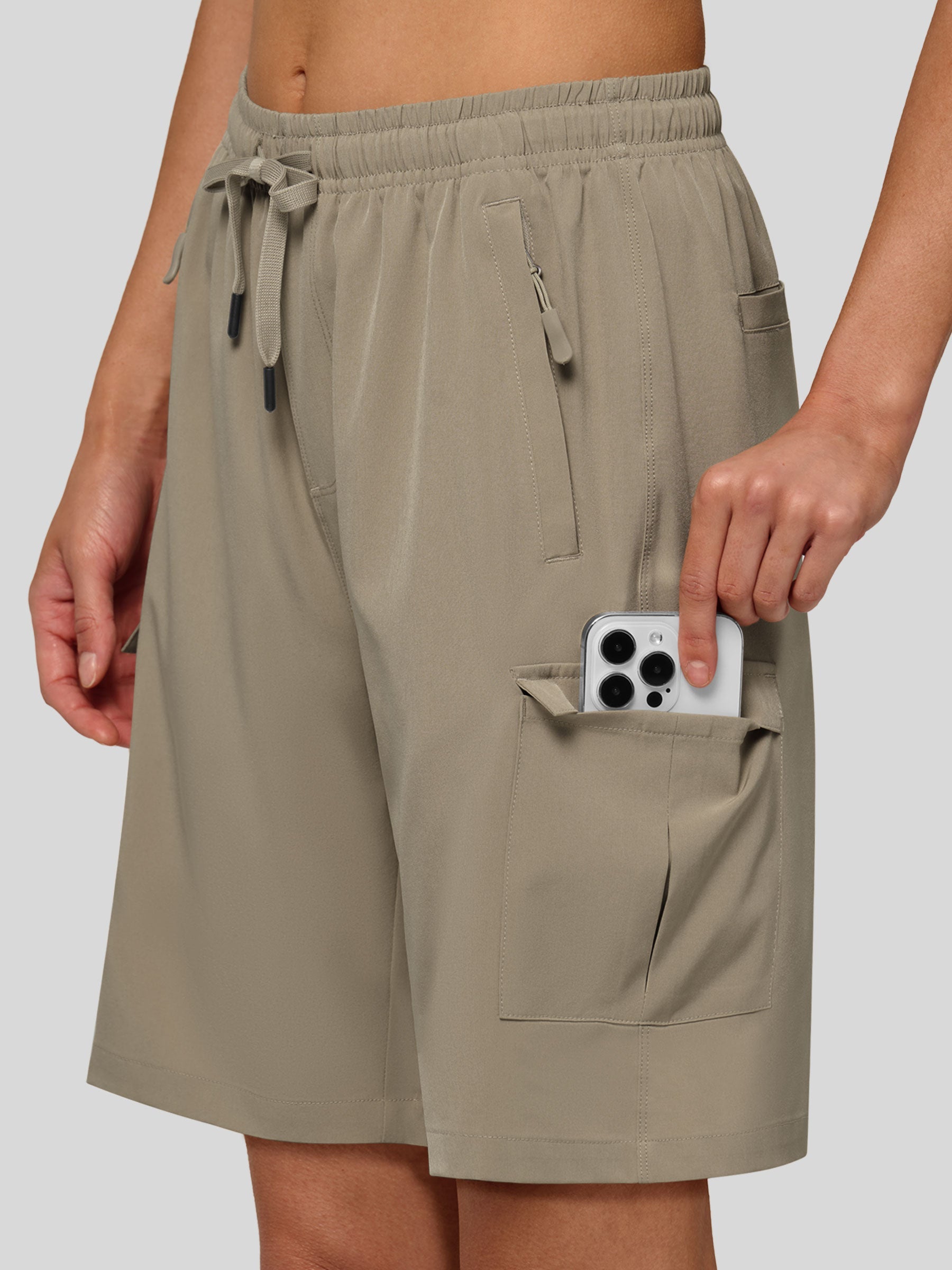 Willit Women's Active Trek Shorts 9 Inch in deep khaki3