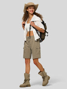 Willit Women's Active Trek Shorts 9 Inch in deep khaki4