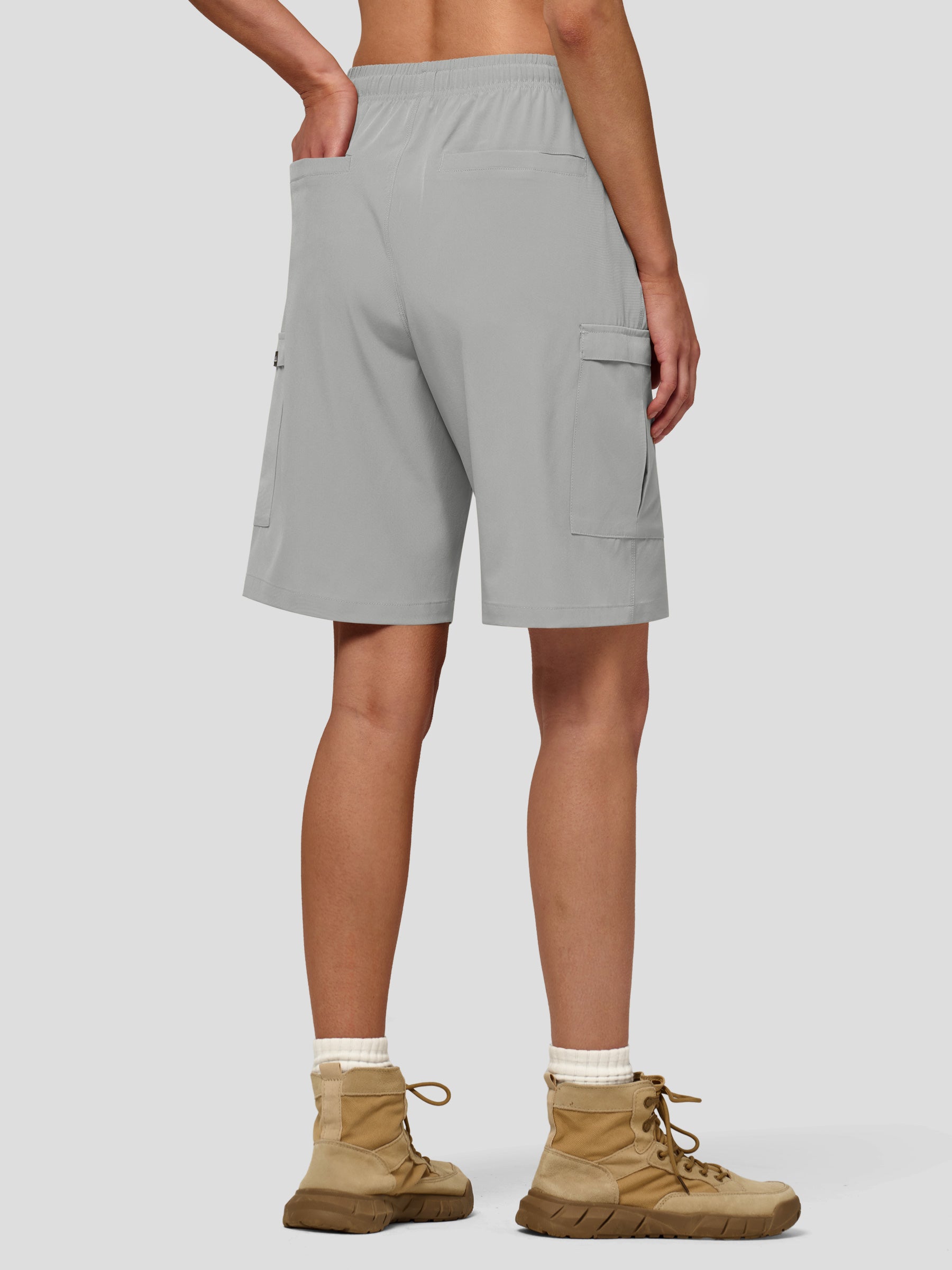Willit Women's Active Trek Shorts 9 Inch in light gray2