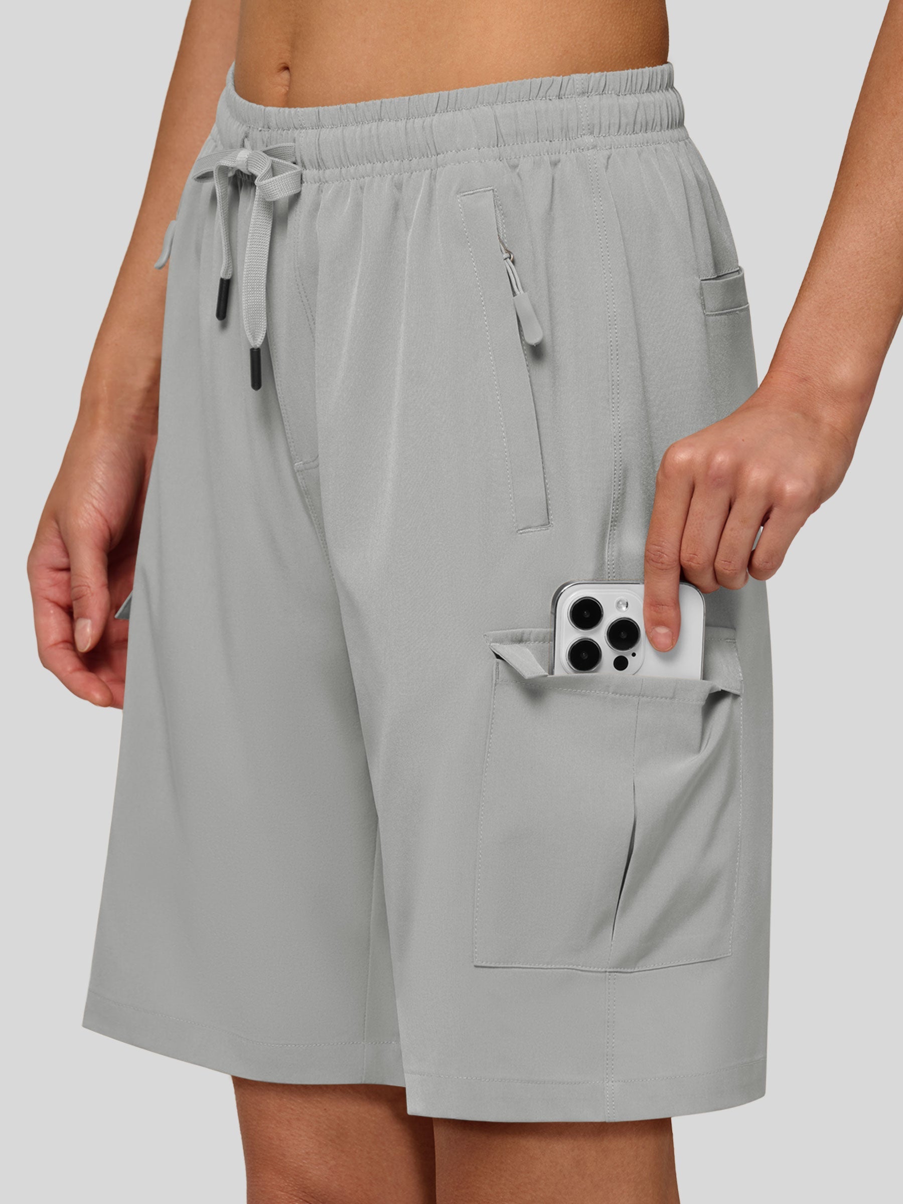 Willit Women's Active Trek Shorts 9 Inch in light gray3